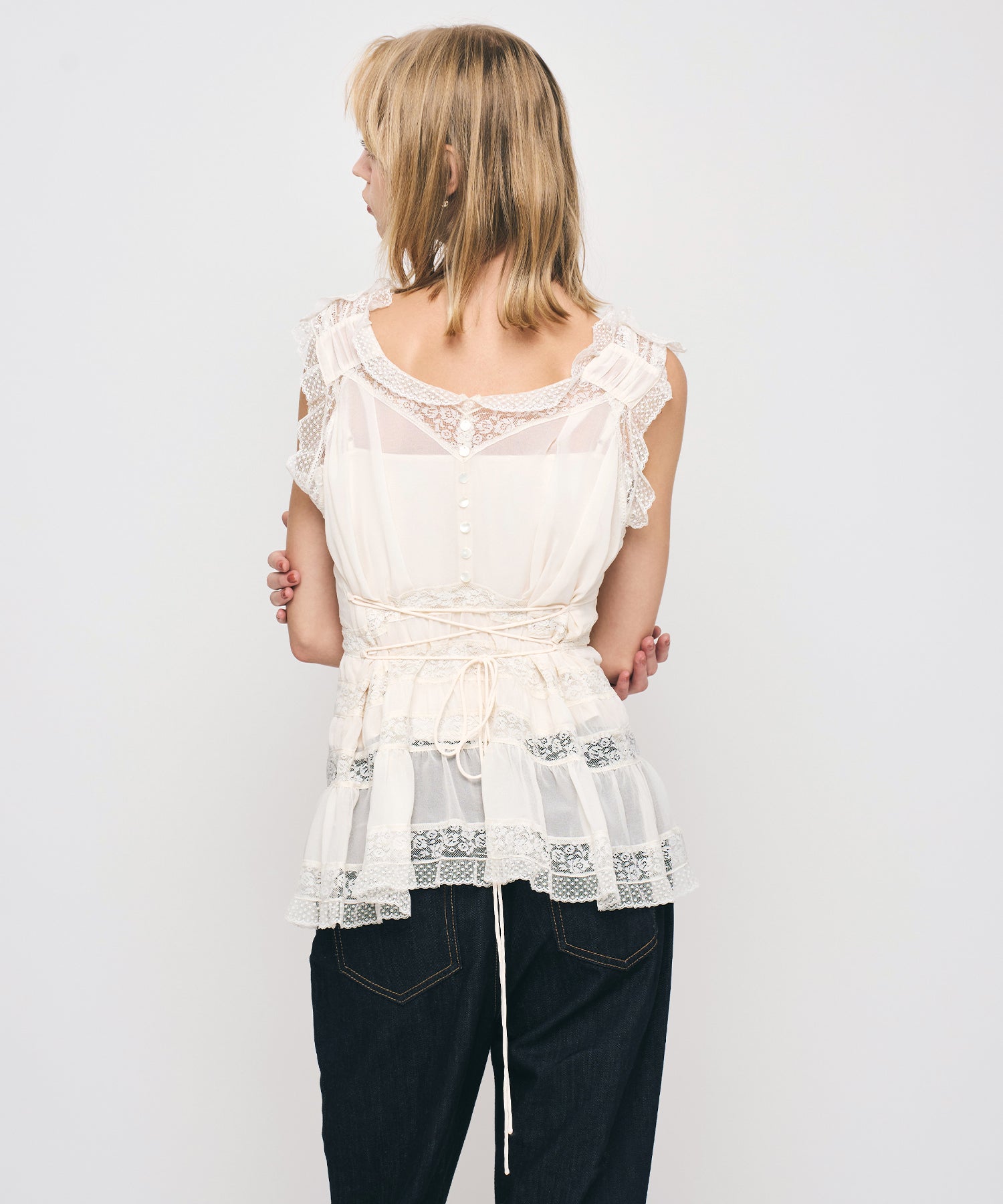 【予約】レースMIXバリエブラウス