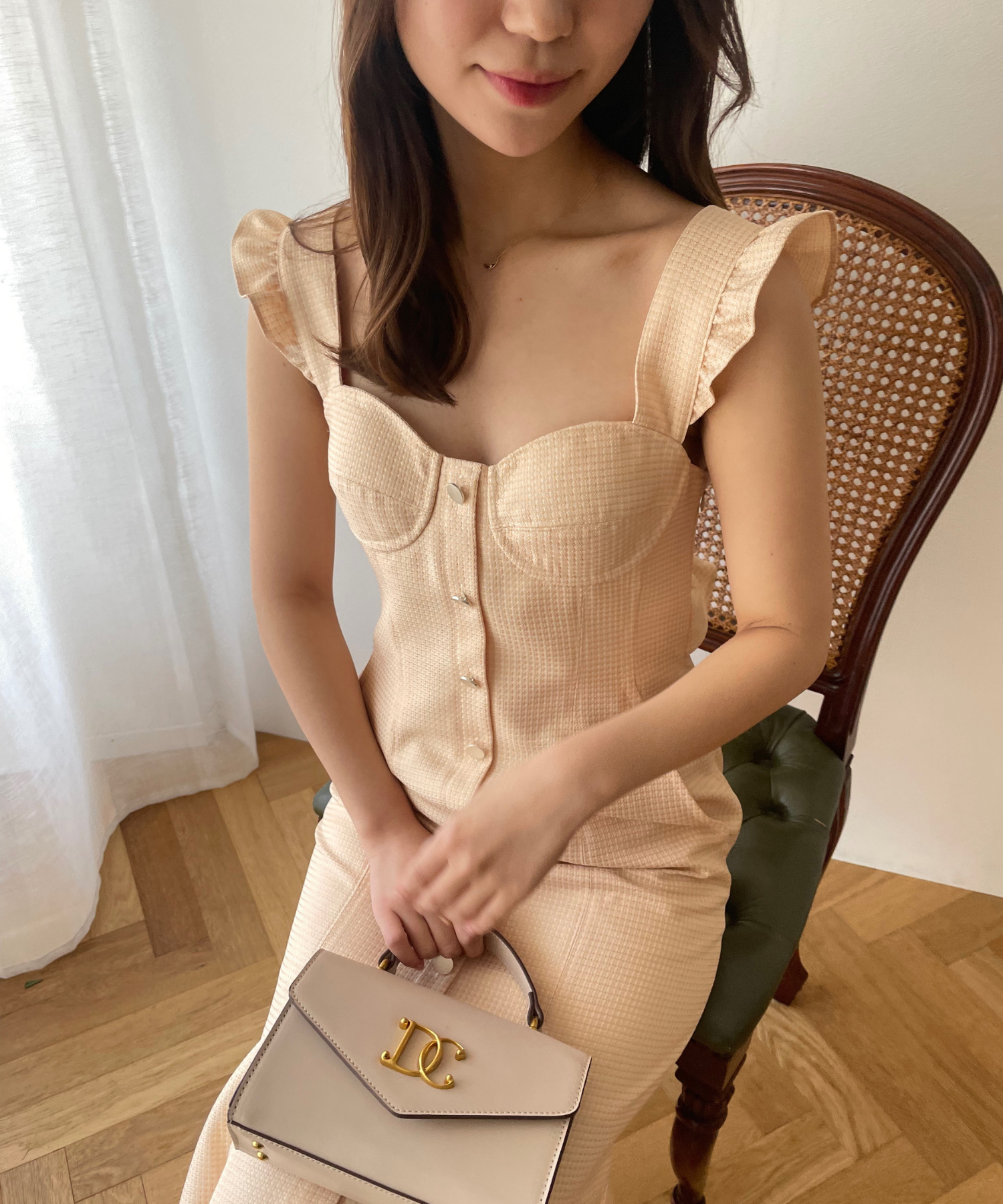 亮色提花女士連身裙