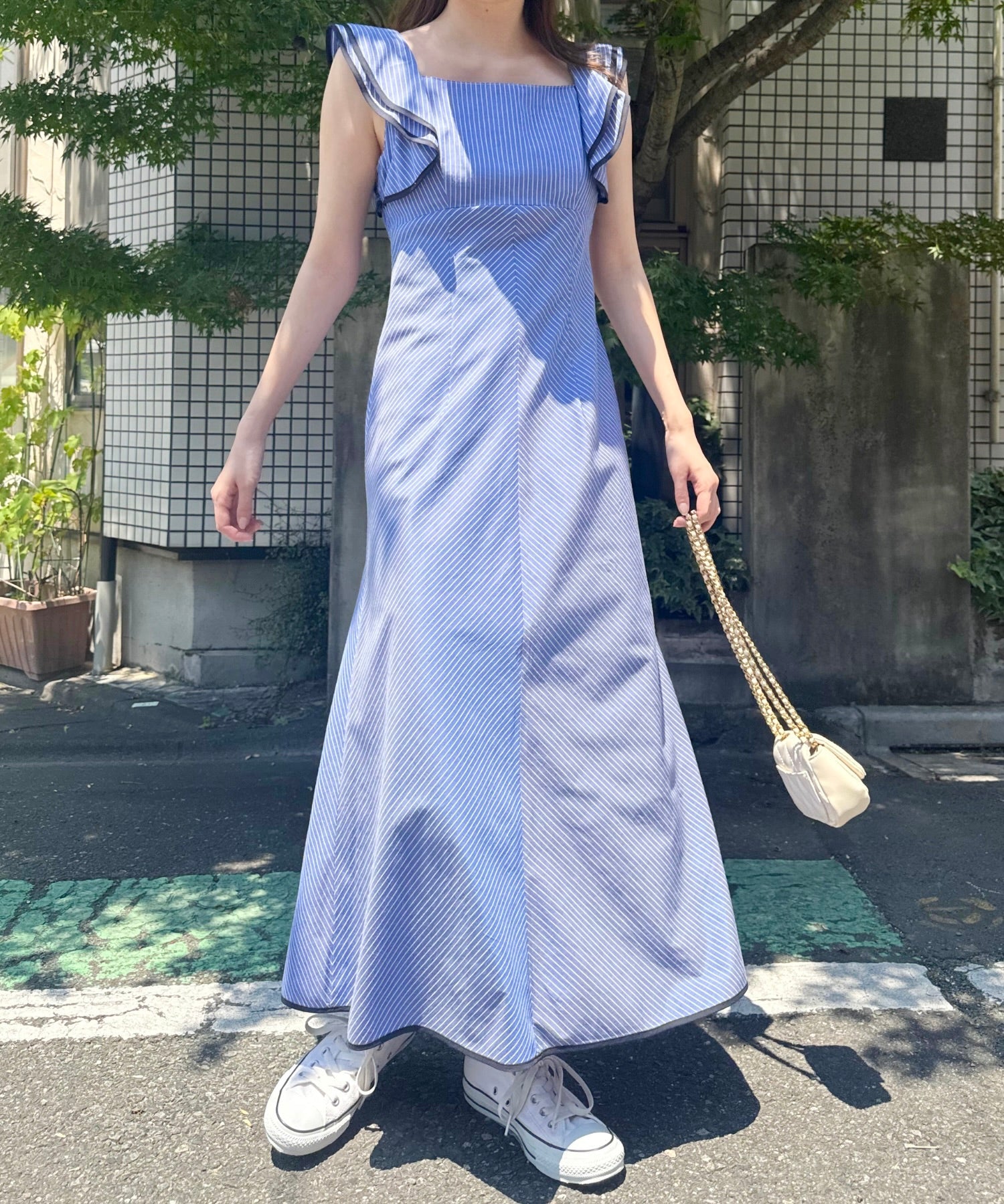 Frill shoulder dress