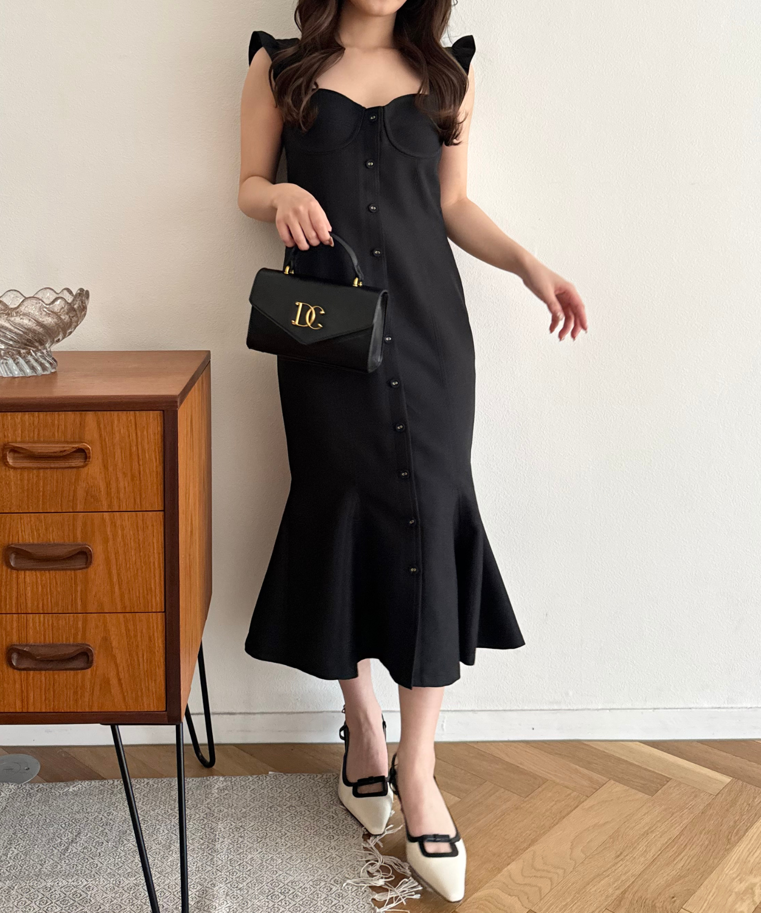 亮色提花女士連身裙