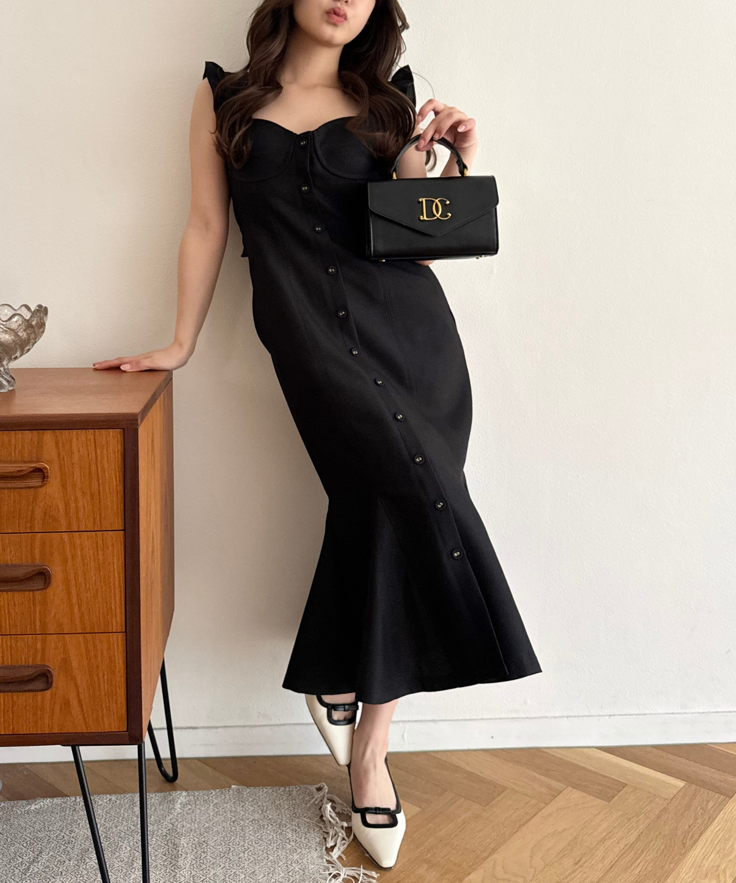 亮色提花女士連身裙