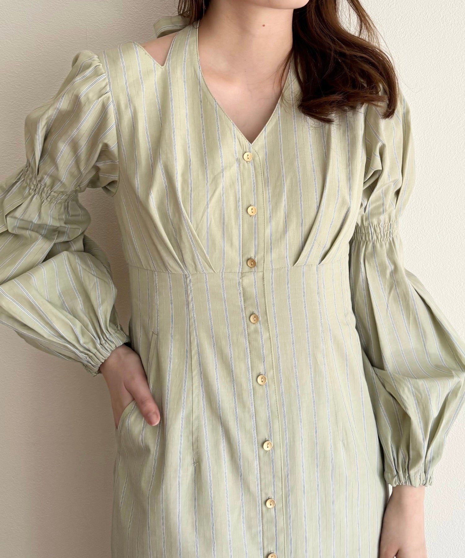 鏤空條紋女士連身裙