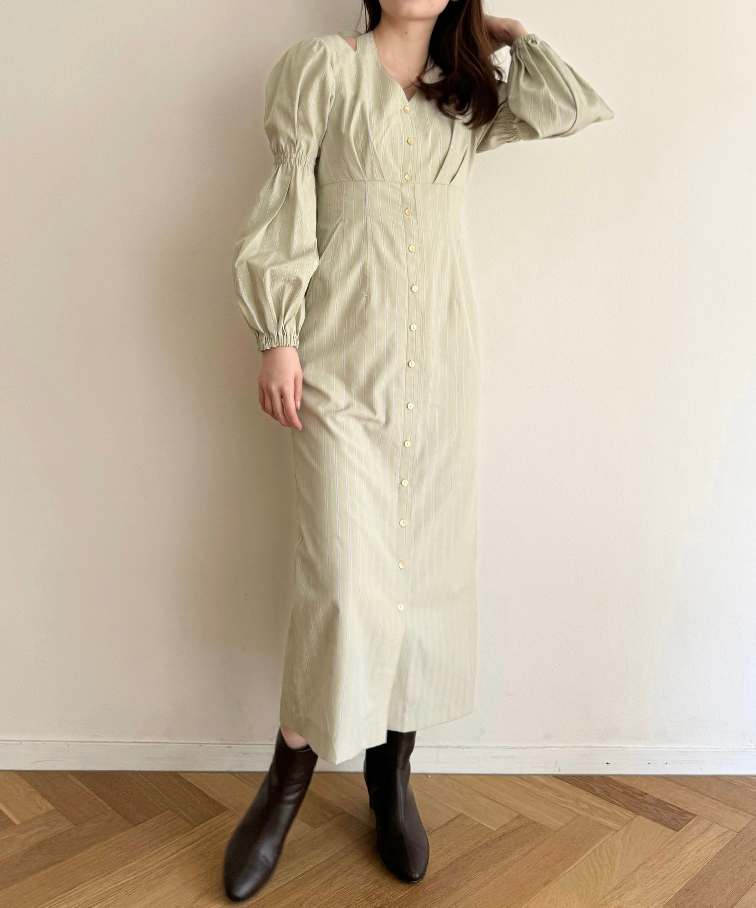 鏤空條紋女士連身裙