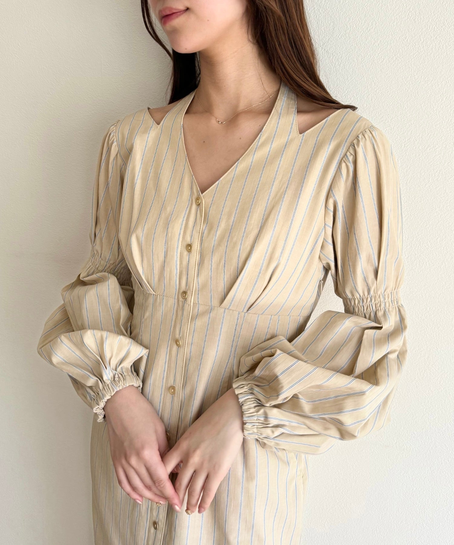 鏤空條紋女士連身裙