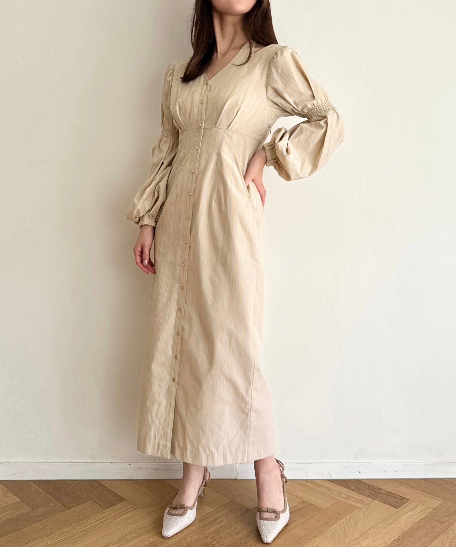 鏤空條紋女士連身裙