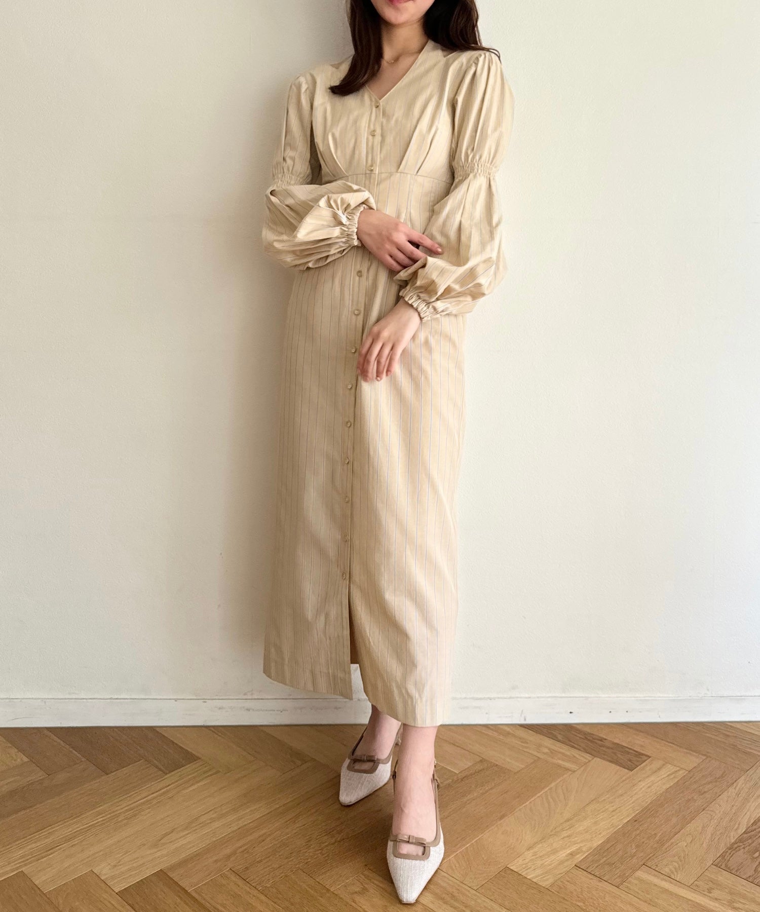 鏤空條紋女士連身裙