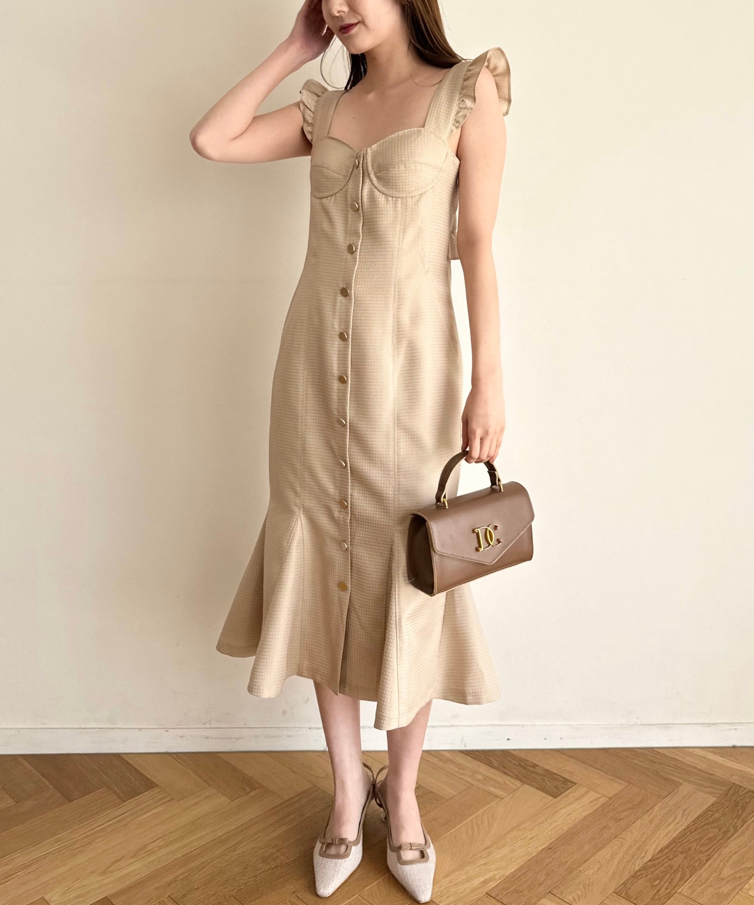 亮色提花女士連身裙