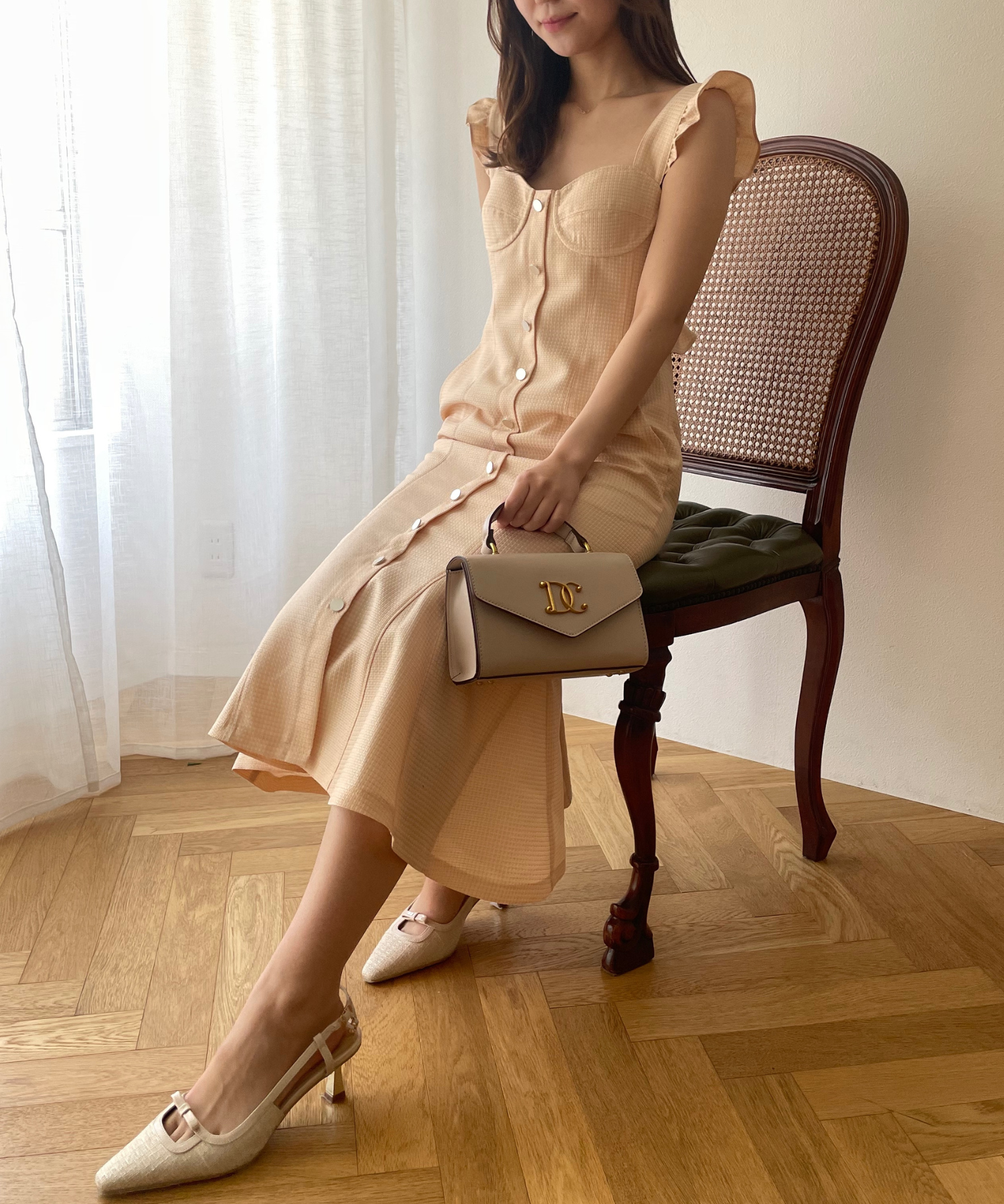 亮色提花女士連身裙