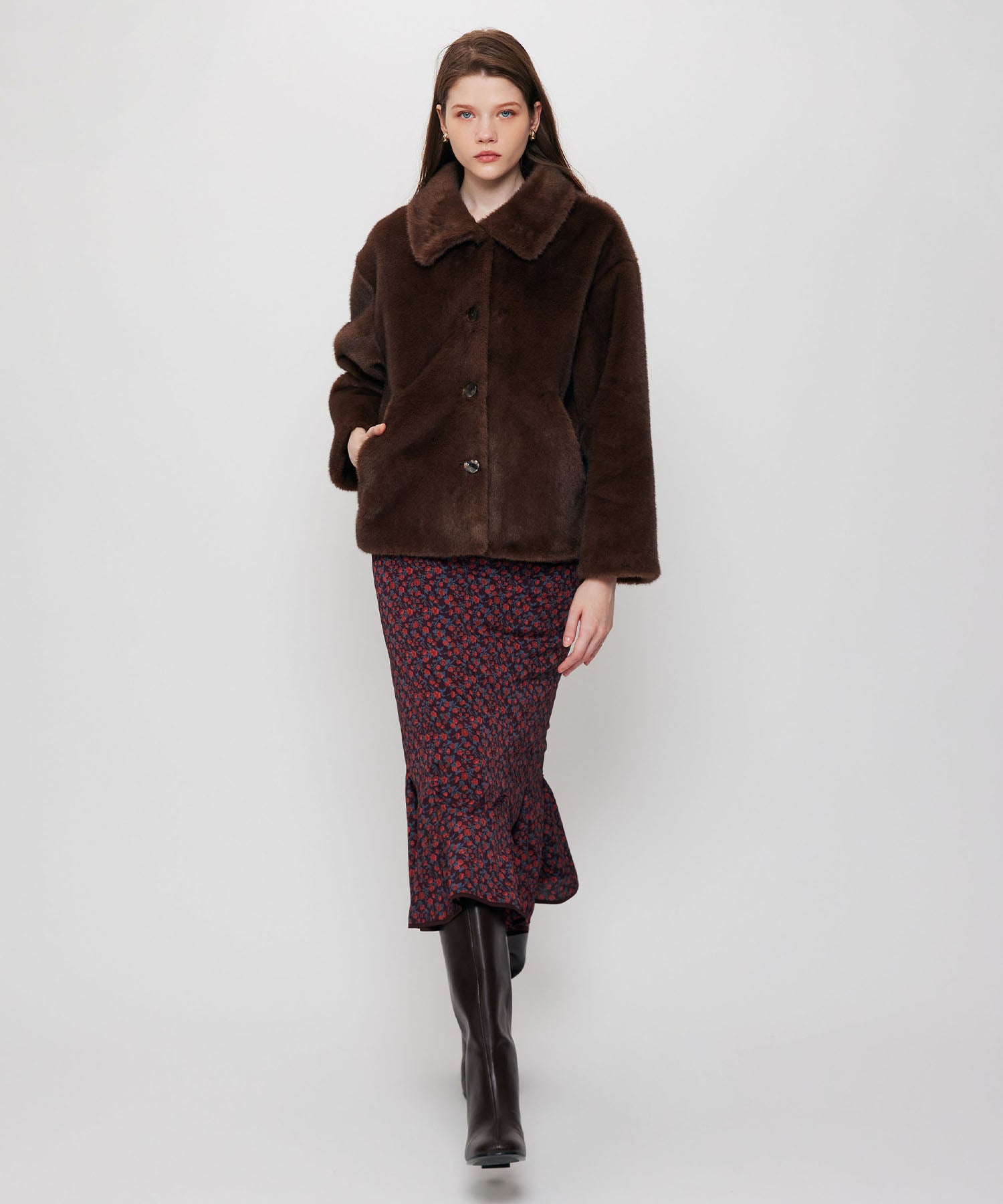 Variation ステンカラーエコファーコート