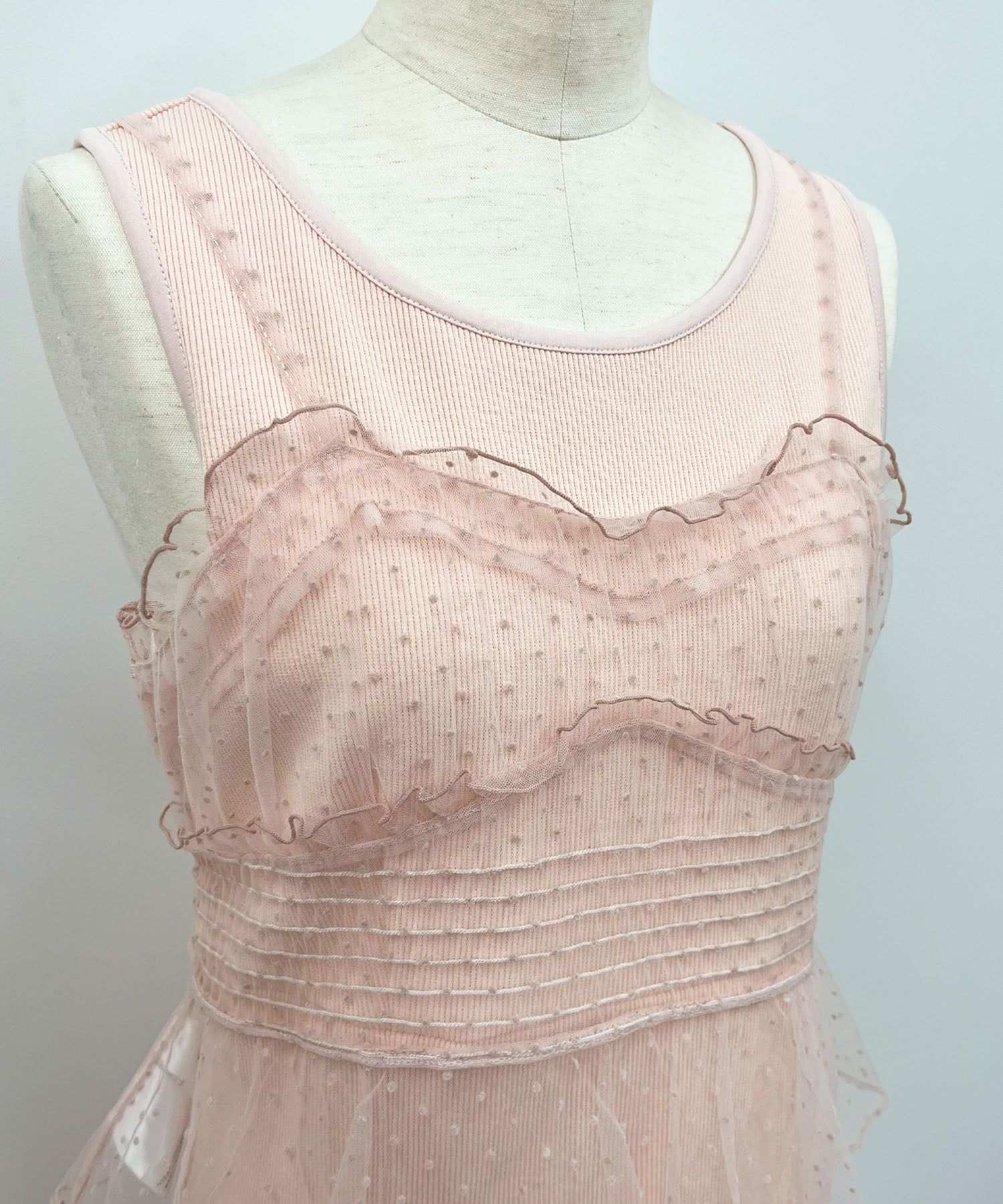 圓點緊身胸衣羅紋連身裙