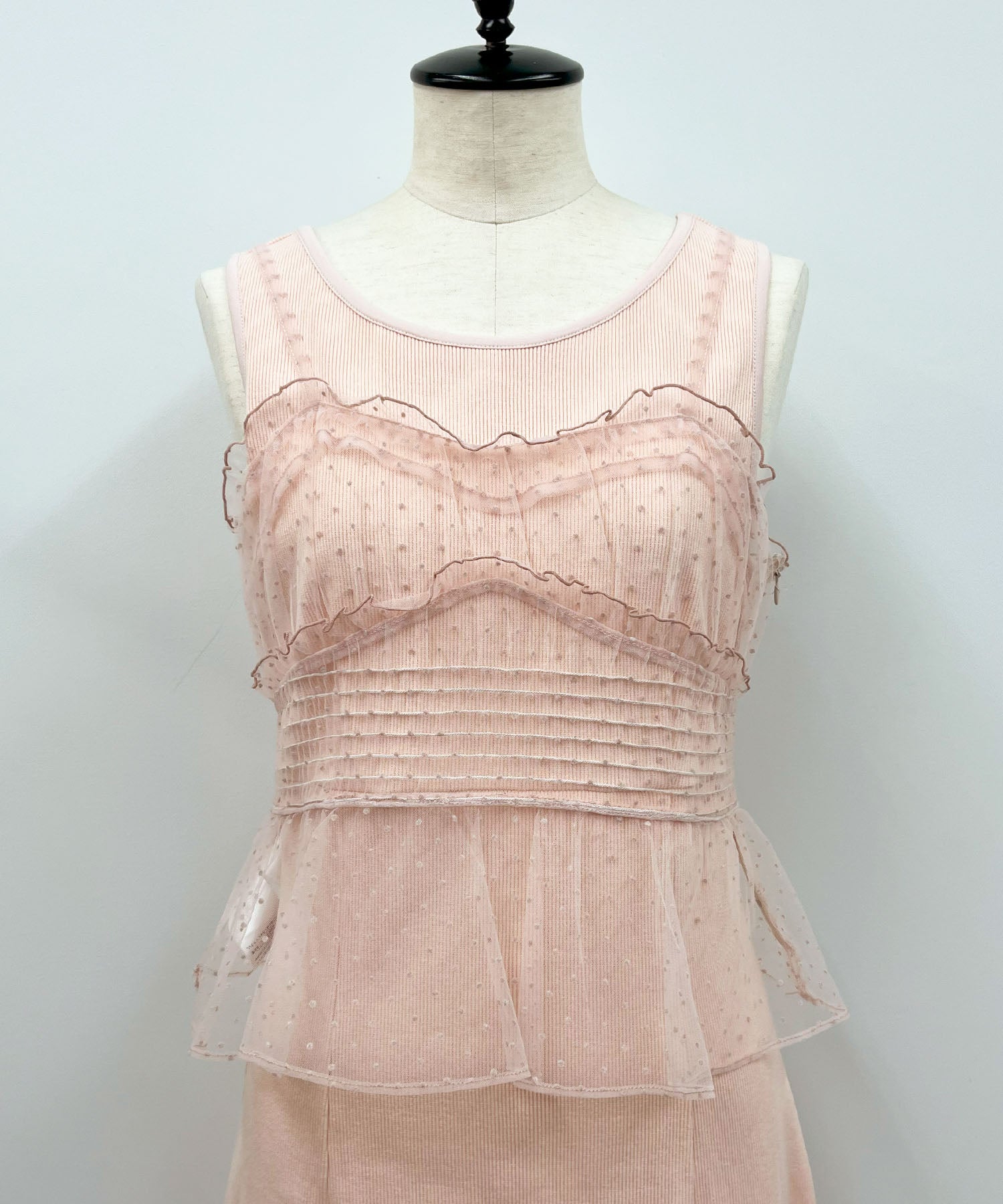 圓點緊身胸衣羅紋連身裙