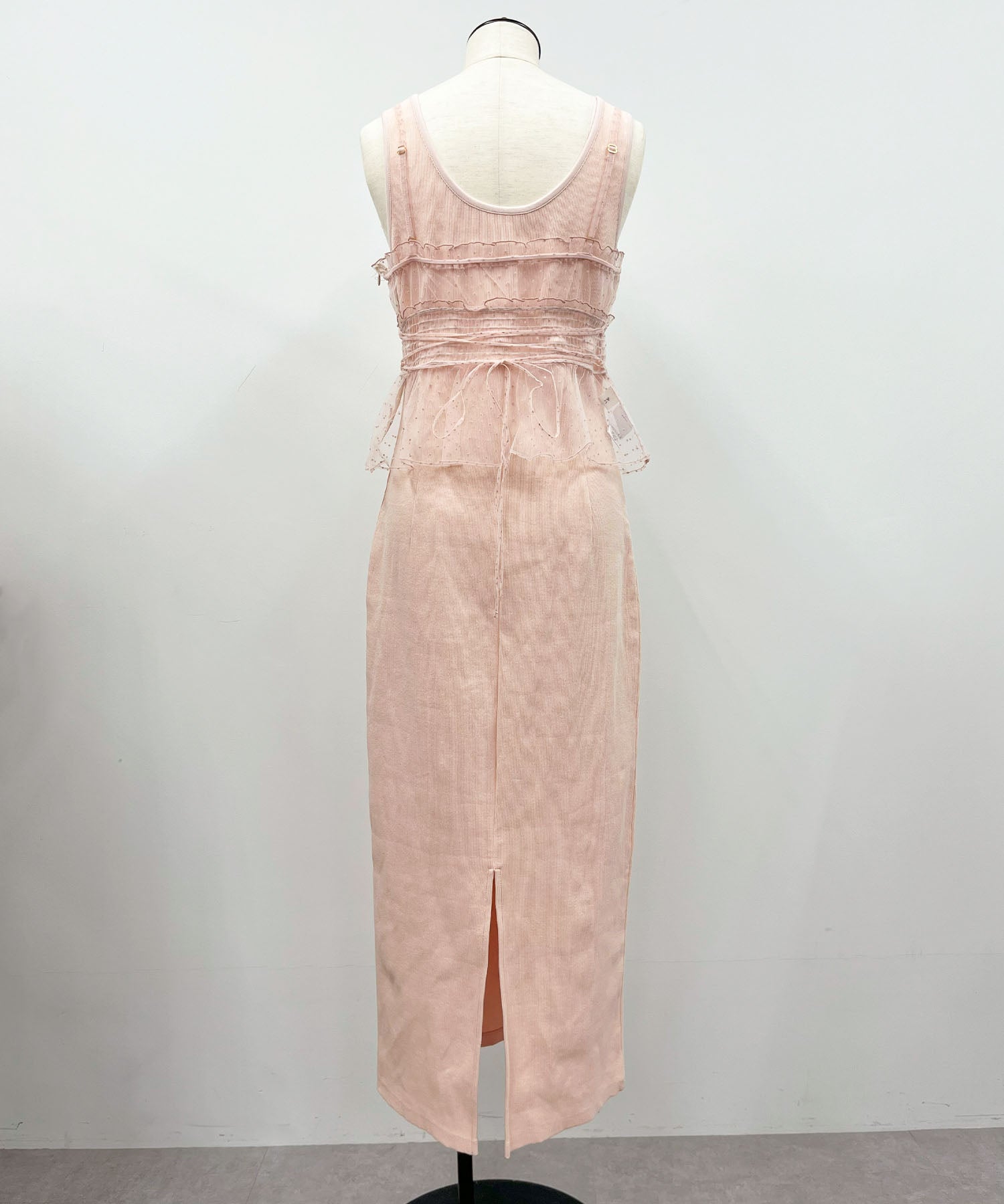 圓點緊身胸衣羅紋連身裙