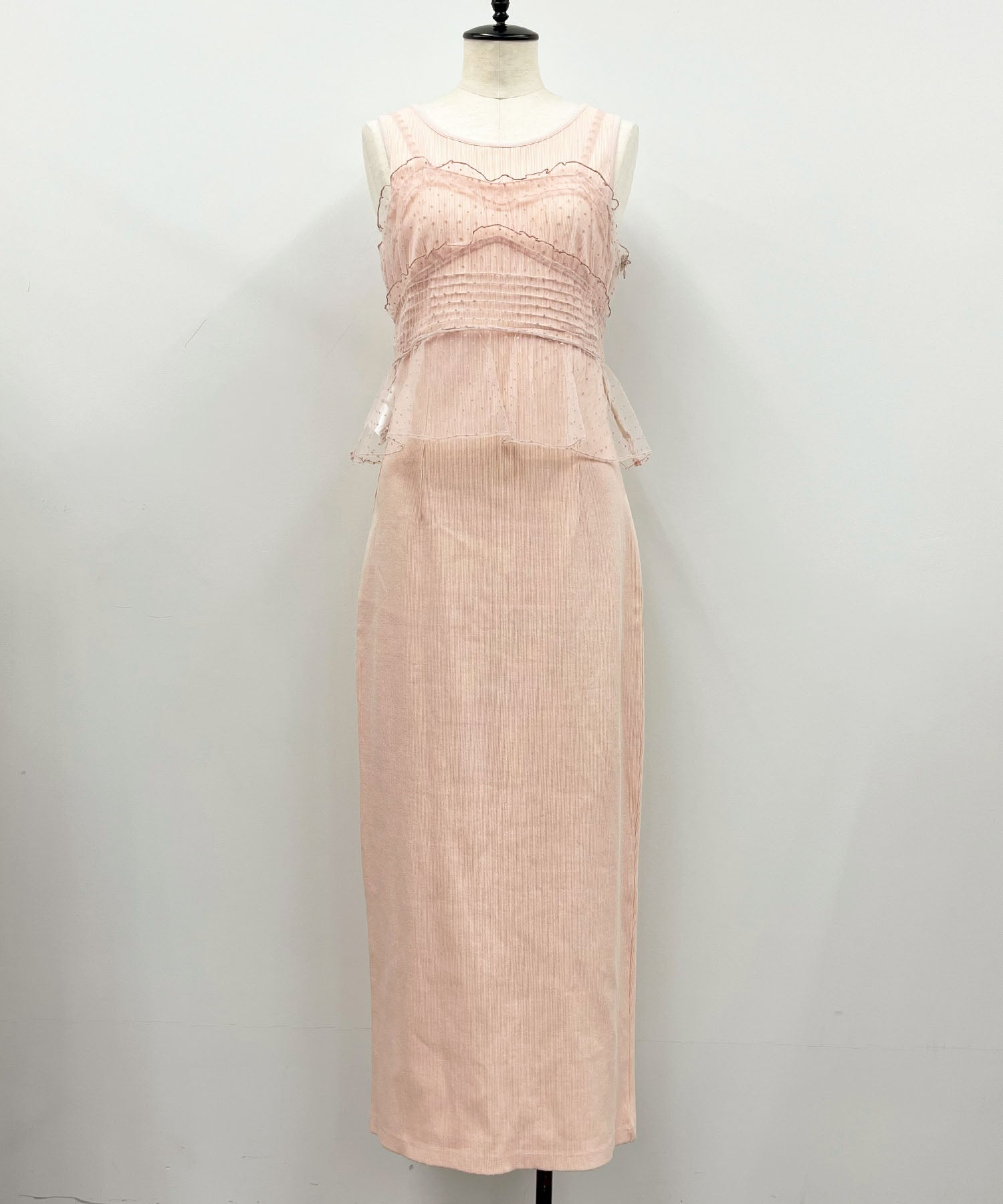 圓點緊身胸衣羅紋連身裙