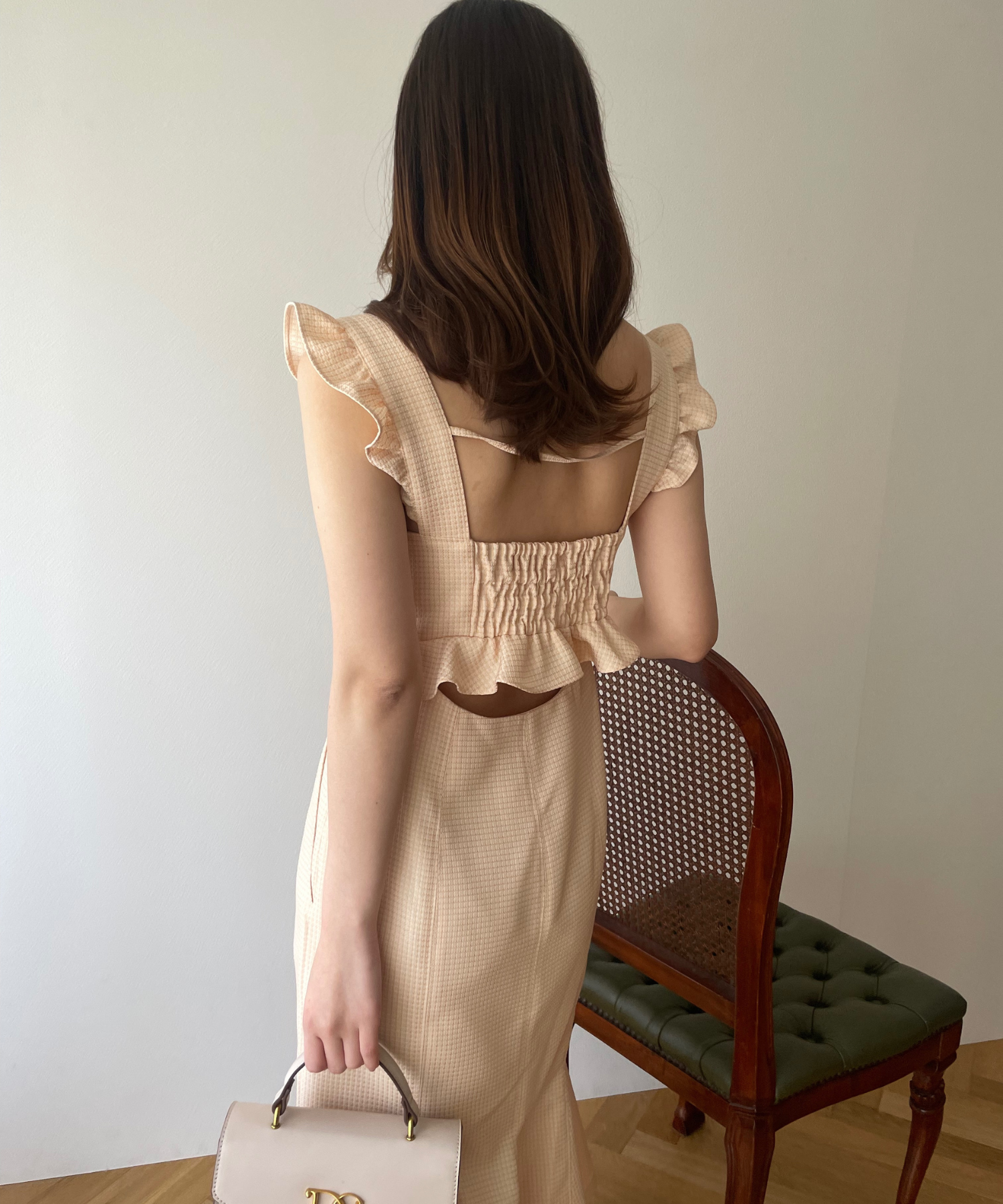 亮色提花女士連身裙