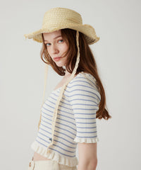 コンパクトボーダーリブニット