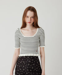 コンパクトボーダーリブニット