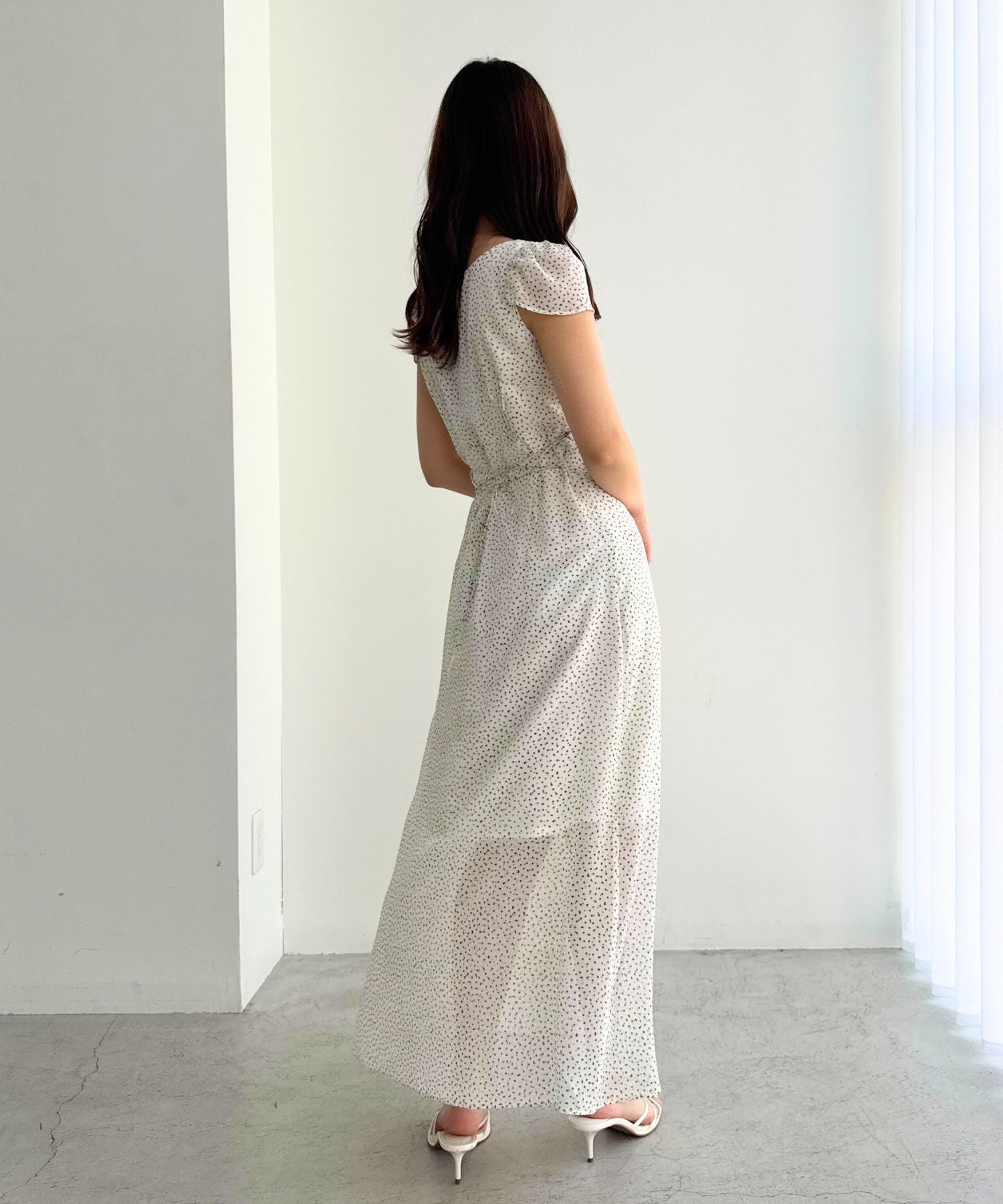 シフォンドットロングワンピース