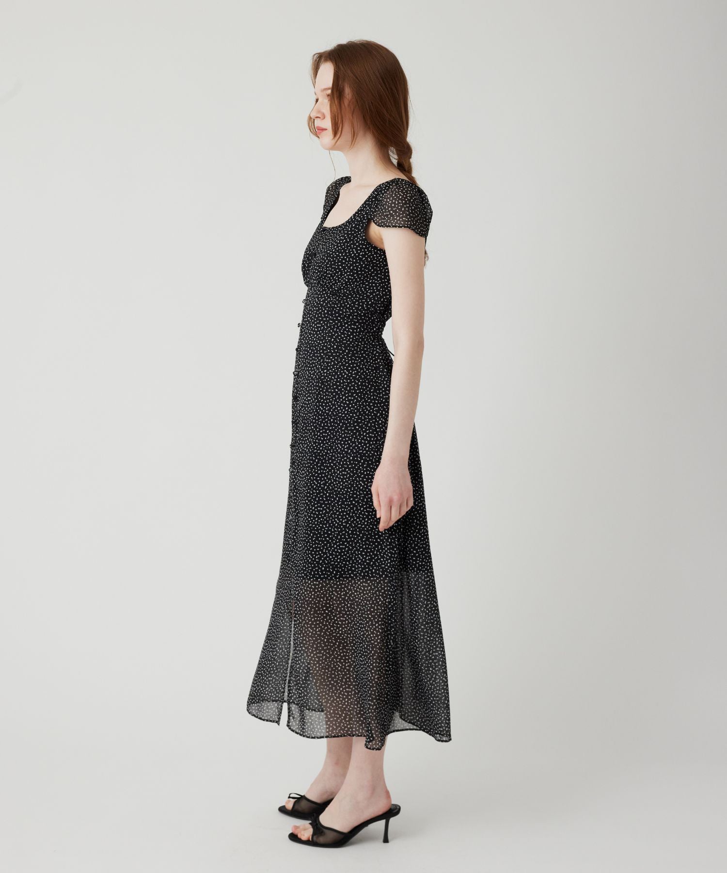 シフォンドットロングワンピース
