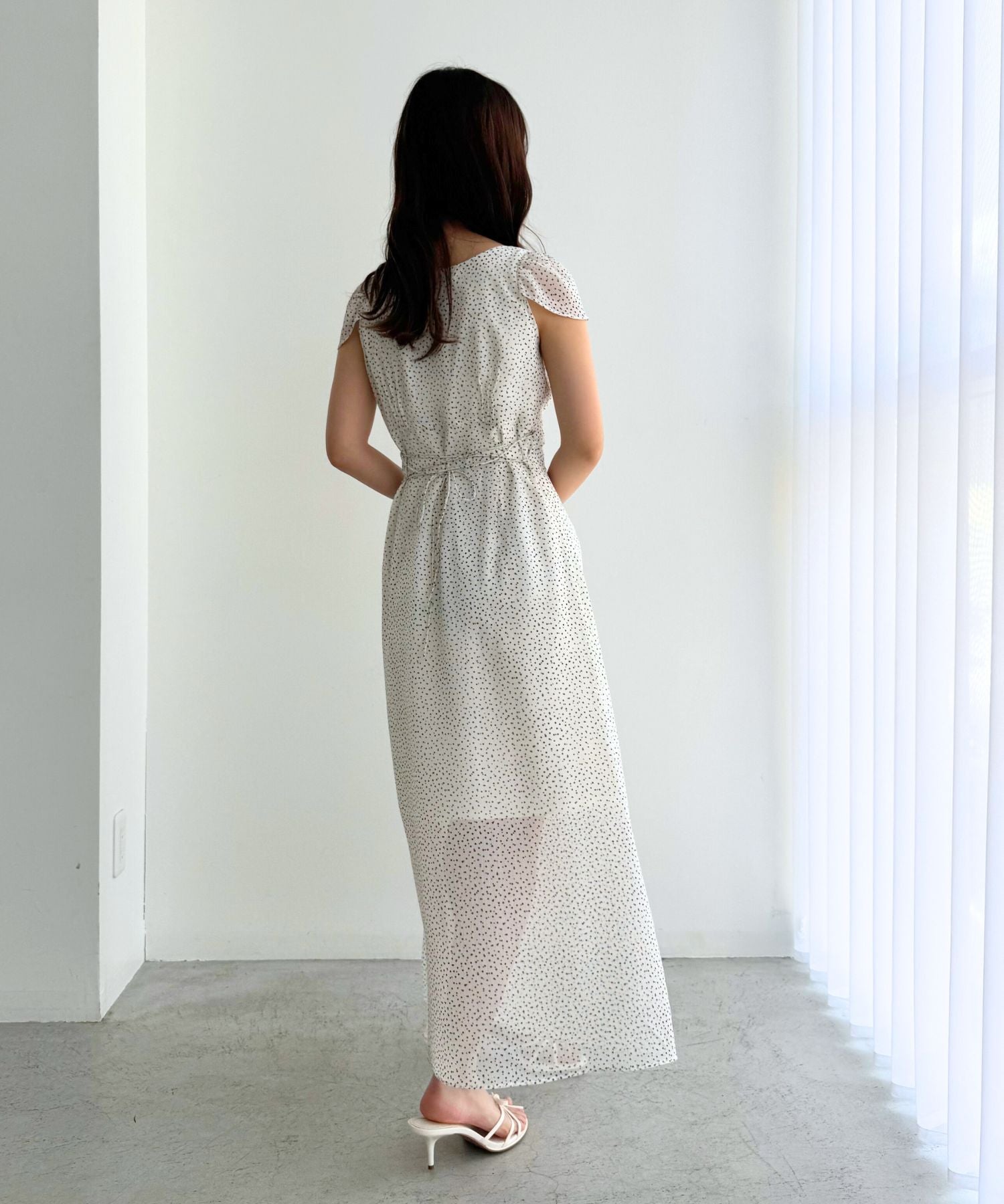 シフォンドットロングワンピース