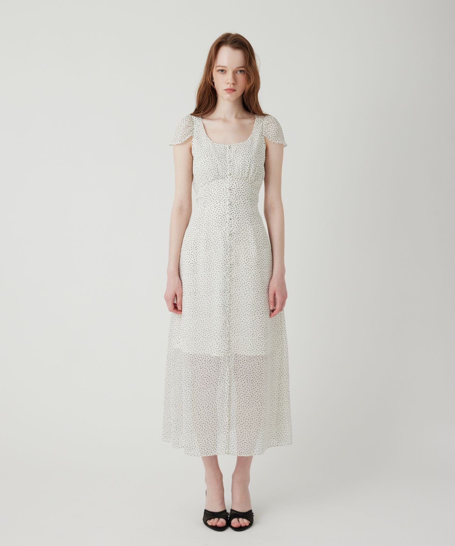 シフォンドットロングワンピース