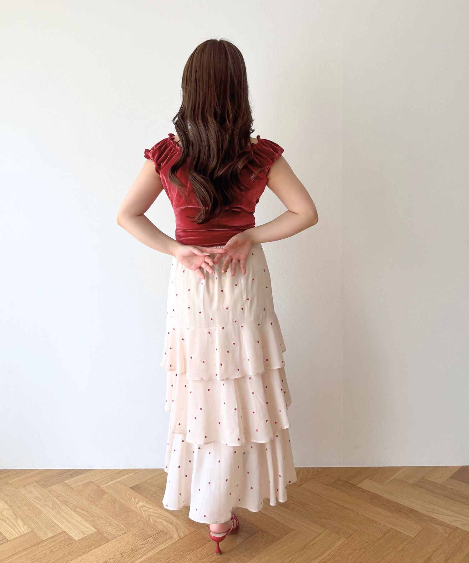 シフォンハート刺繍スカート