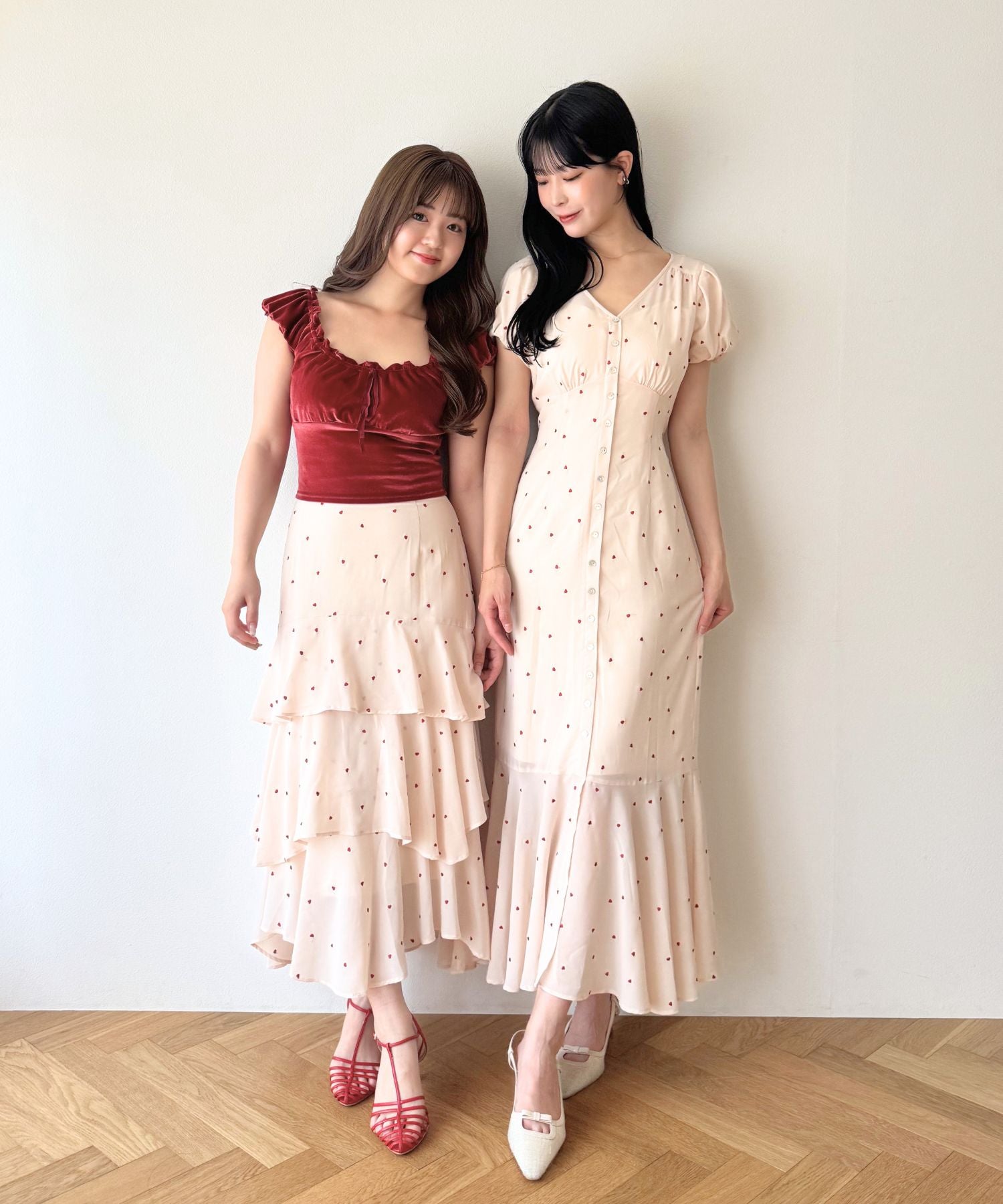 シフォンハート刺繍スカート