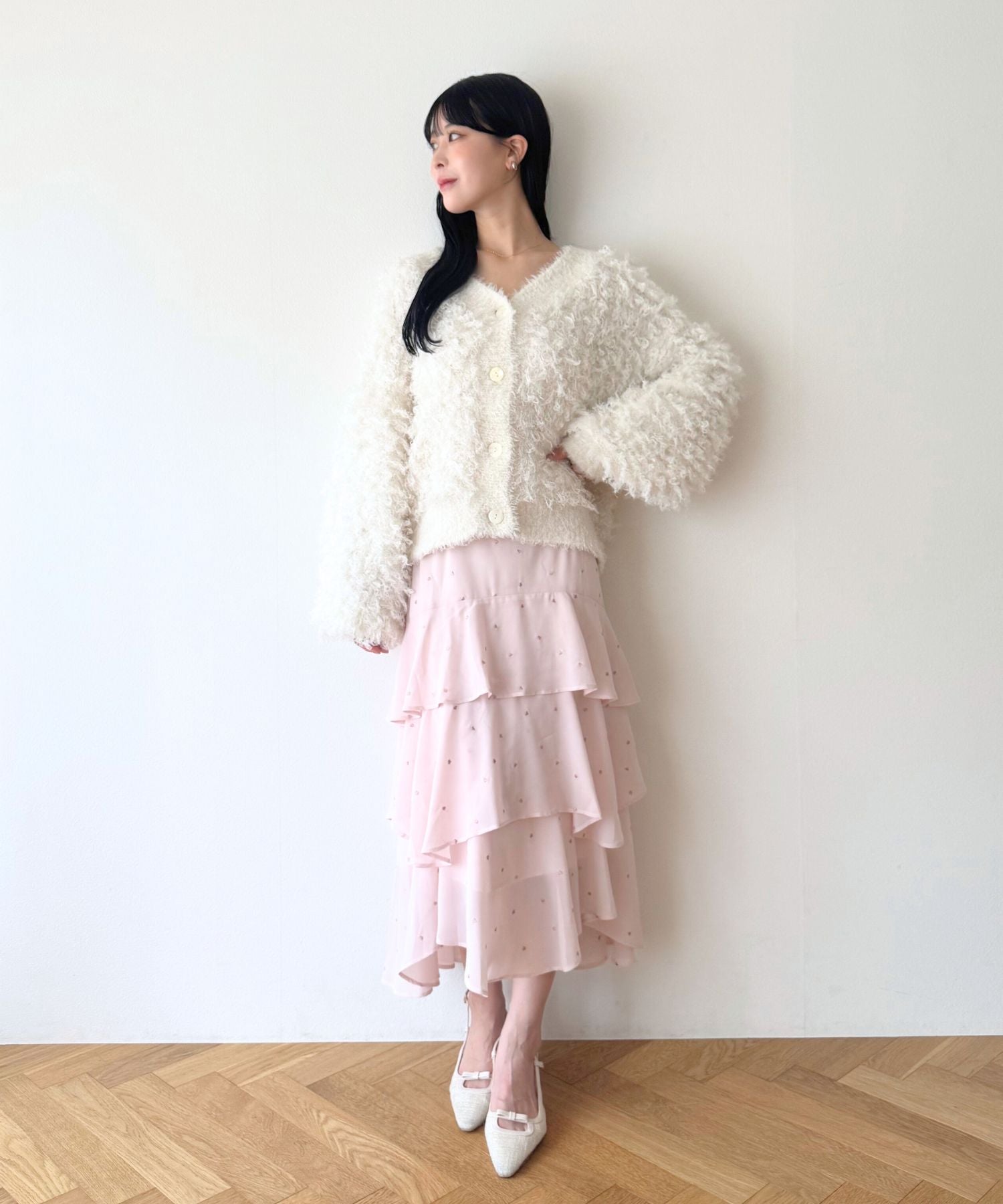 シフォンハート刺繍スカート