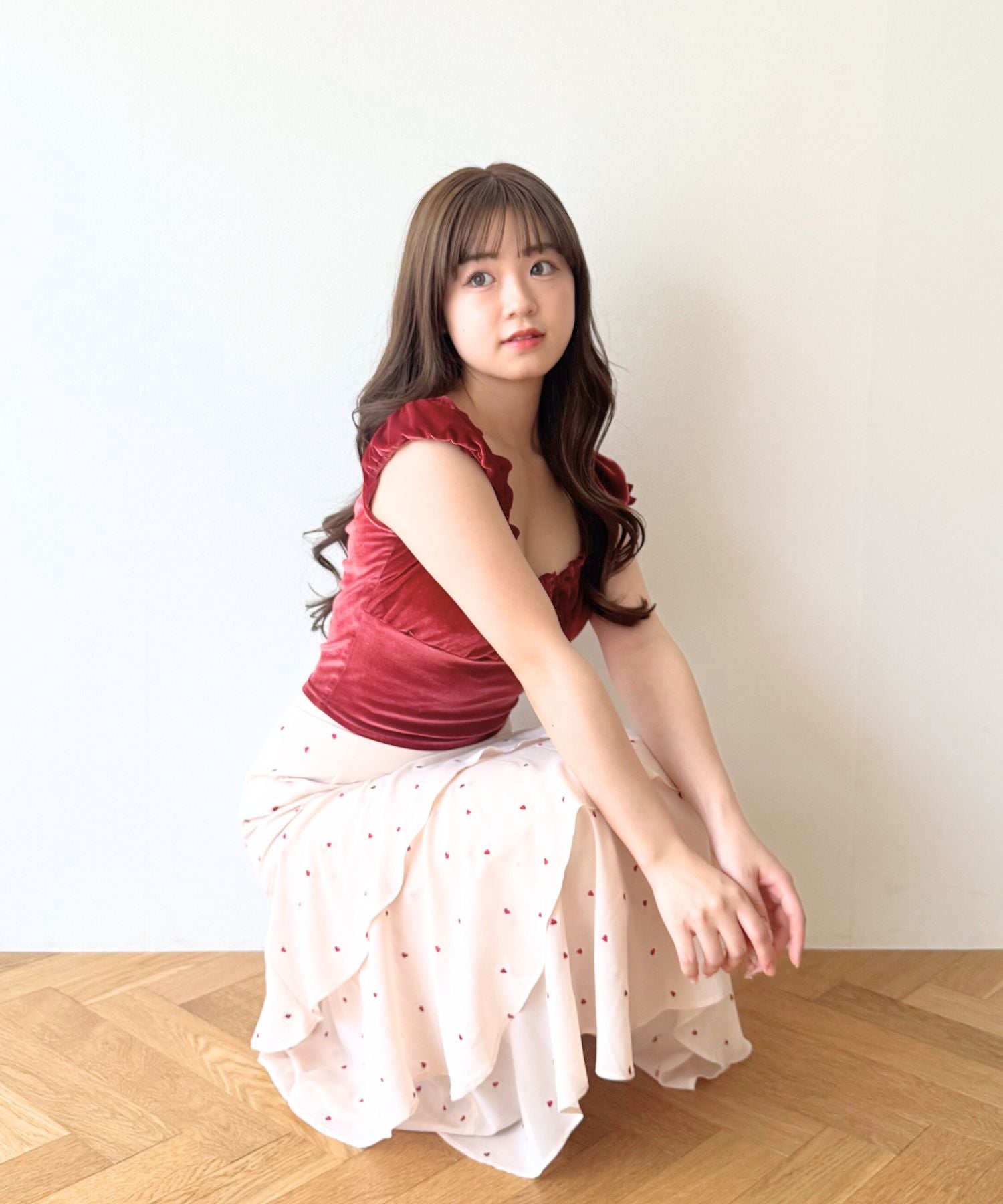 シフォンハート刺繍スカート