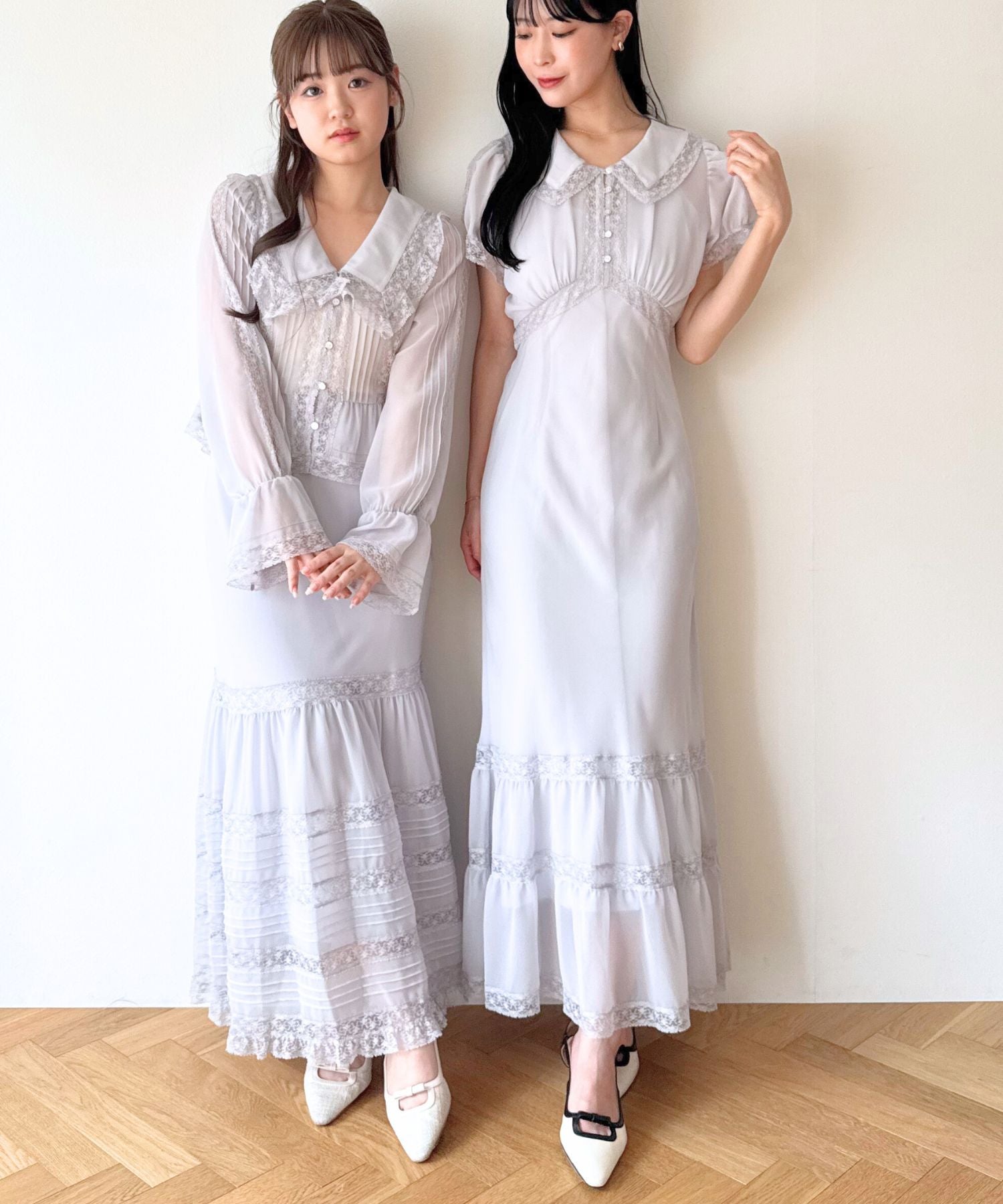 レースシフォンギャザースカート