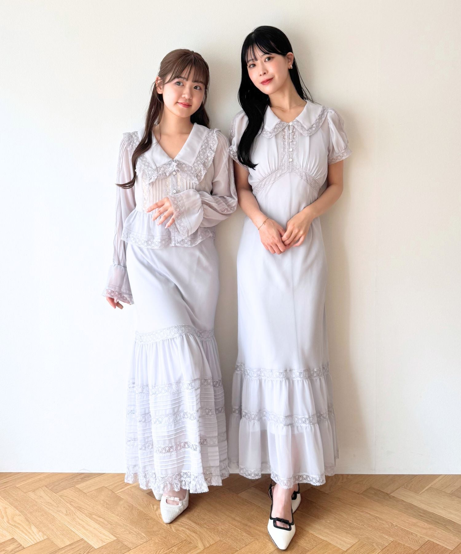 レースシフォンギャザースカート