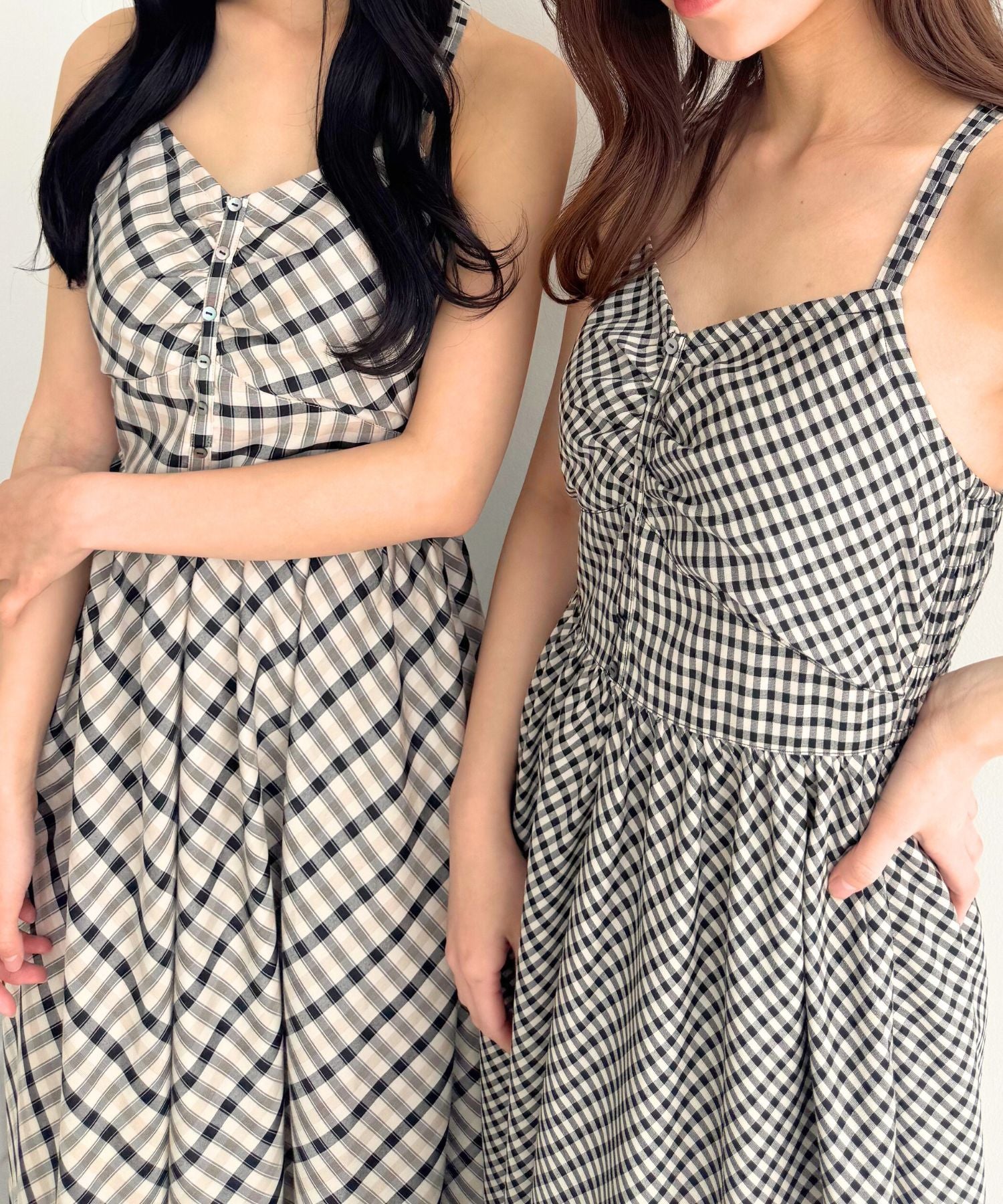 チェックサロペワンピース