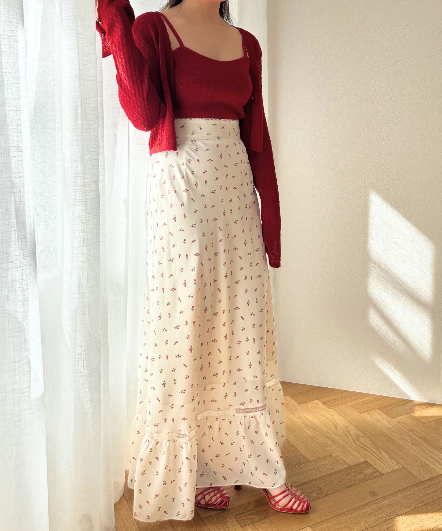 ミニフラワーレーススカート