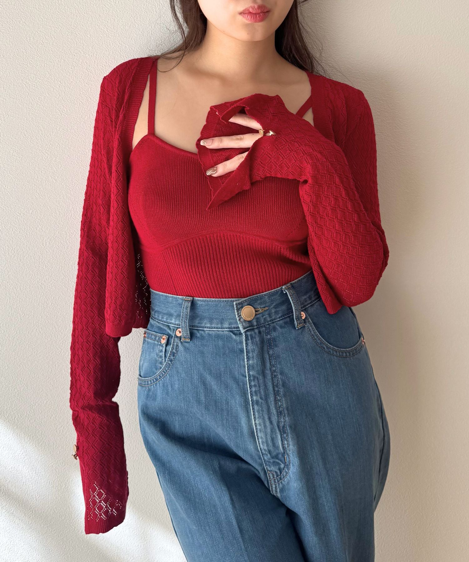 キャミセットアイレットカーディガン