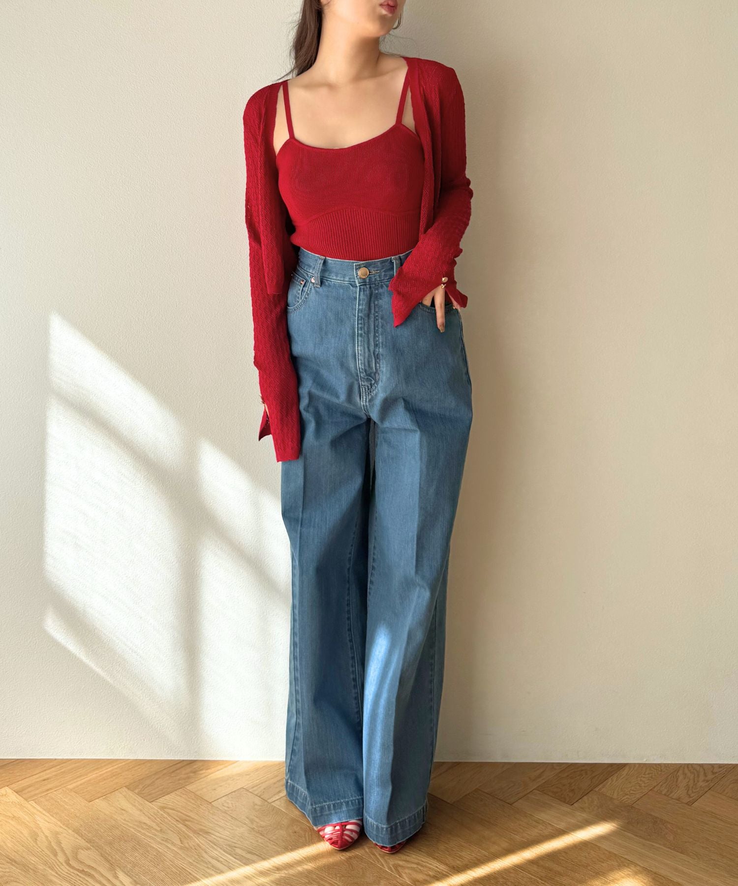 キャミセットアイレットカーディガン