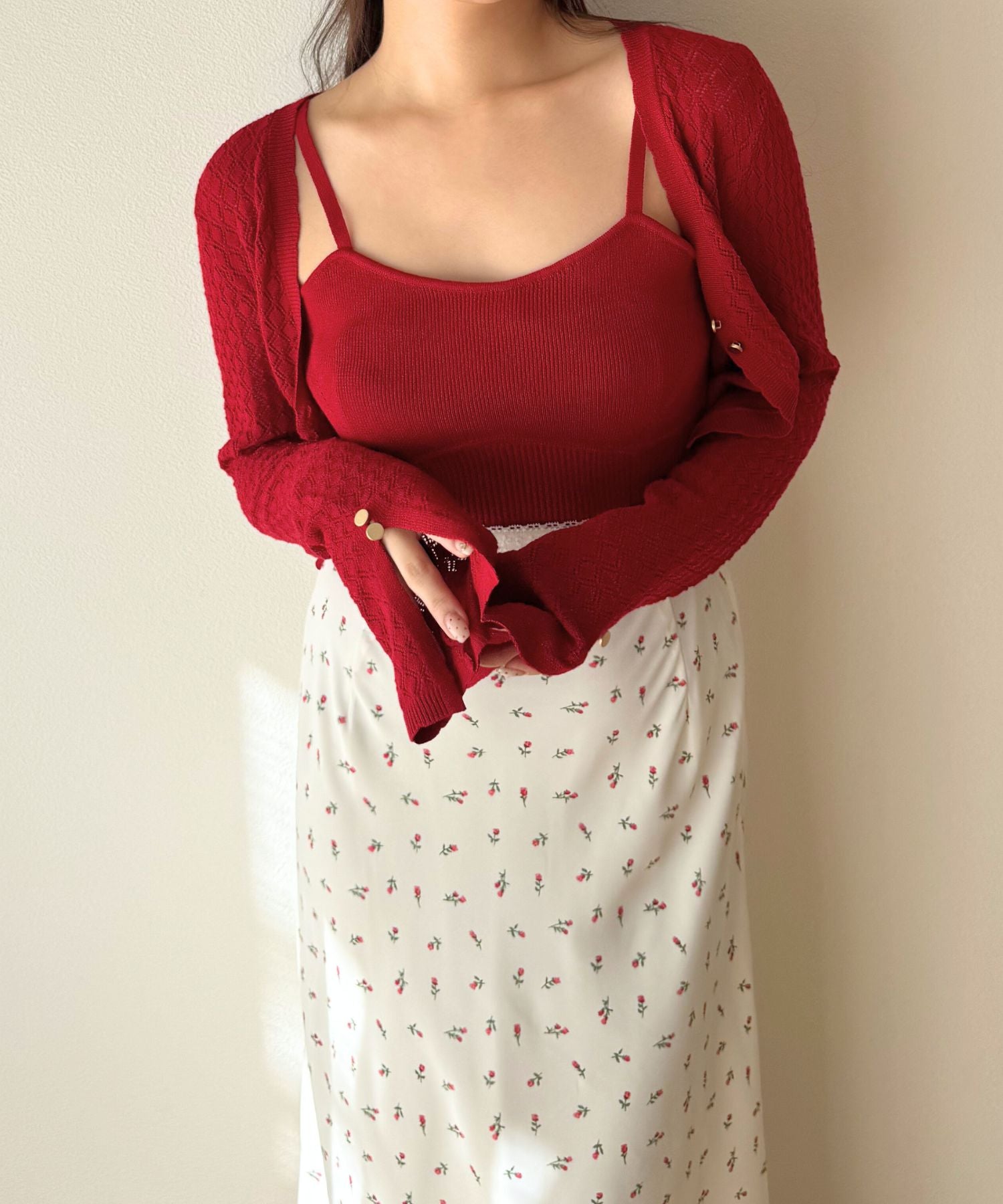 キャミセットアイレットカーディガン