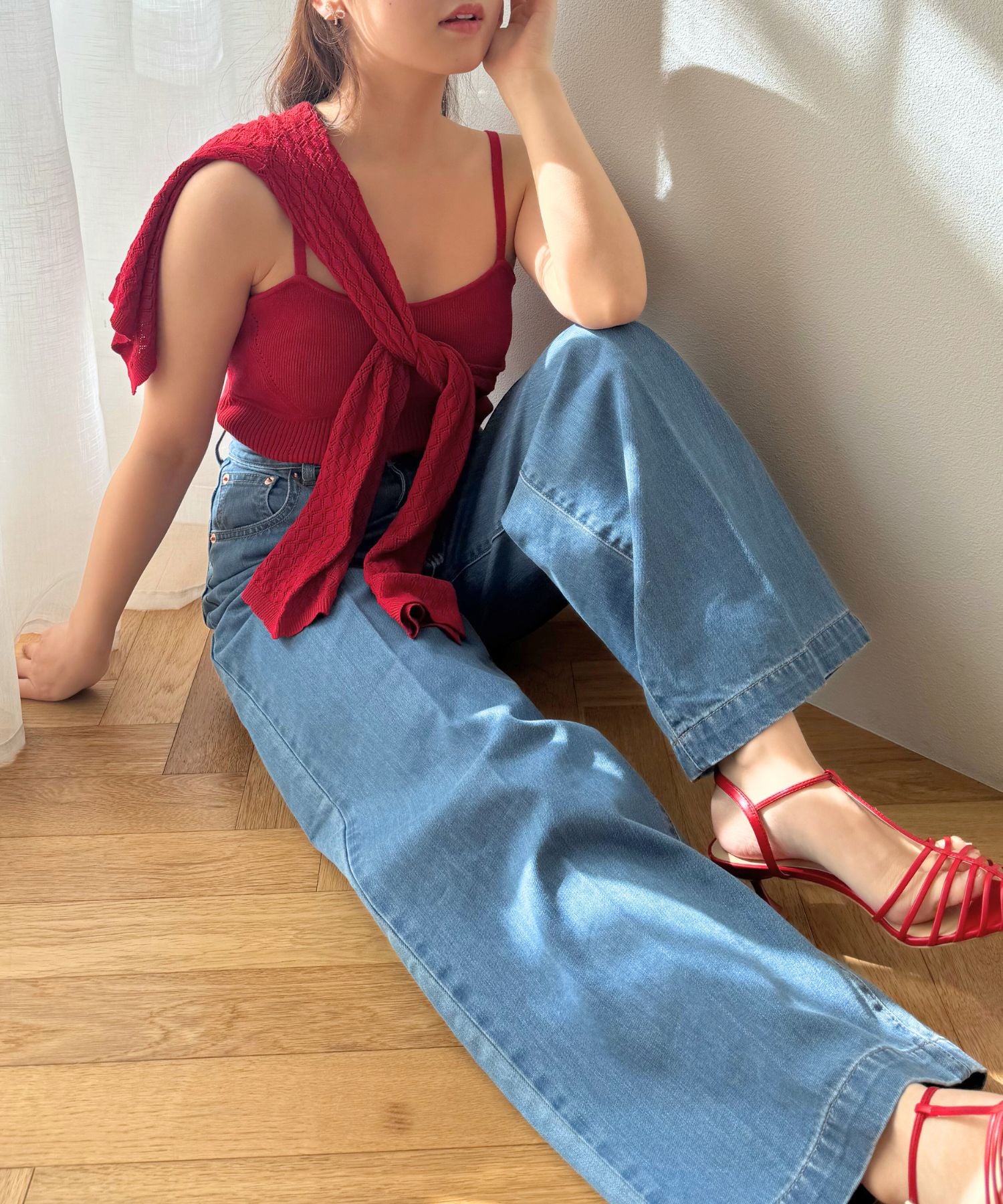 キャミセットアイレットカーディガン