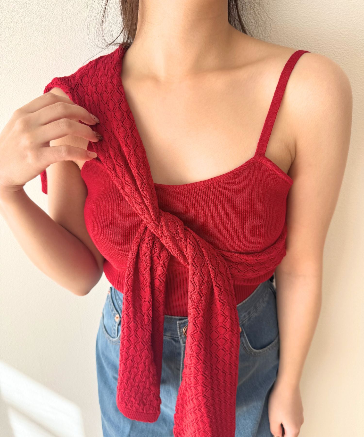 キャミセットアイレットカーディガン