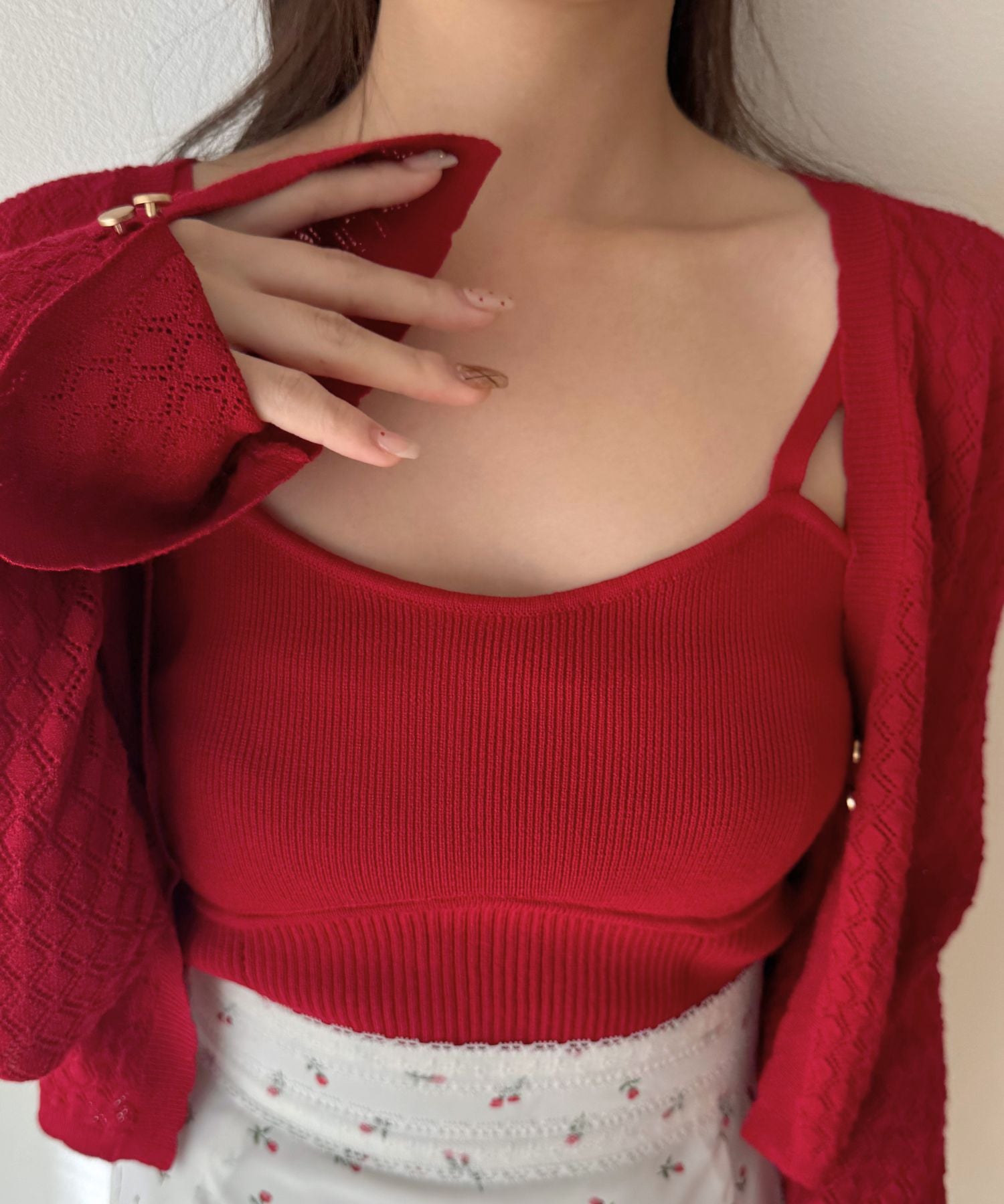 キャミセットアイレットカーディガン