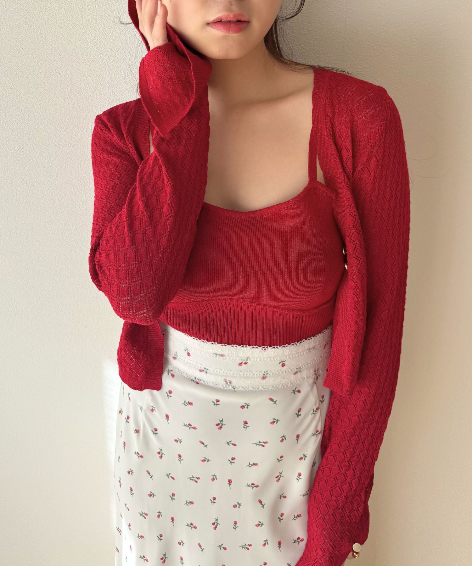 キャミセットアイレットカーディガン