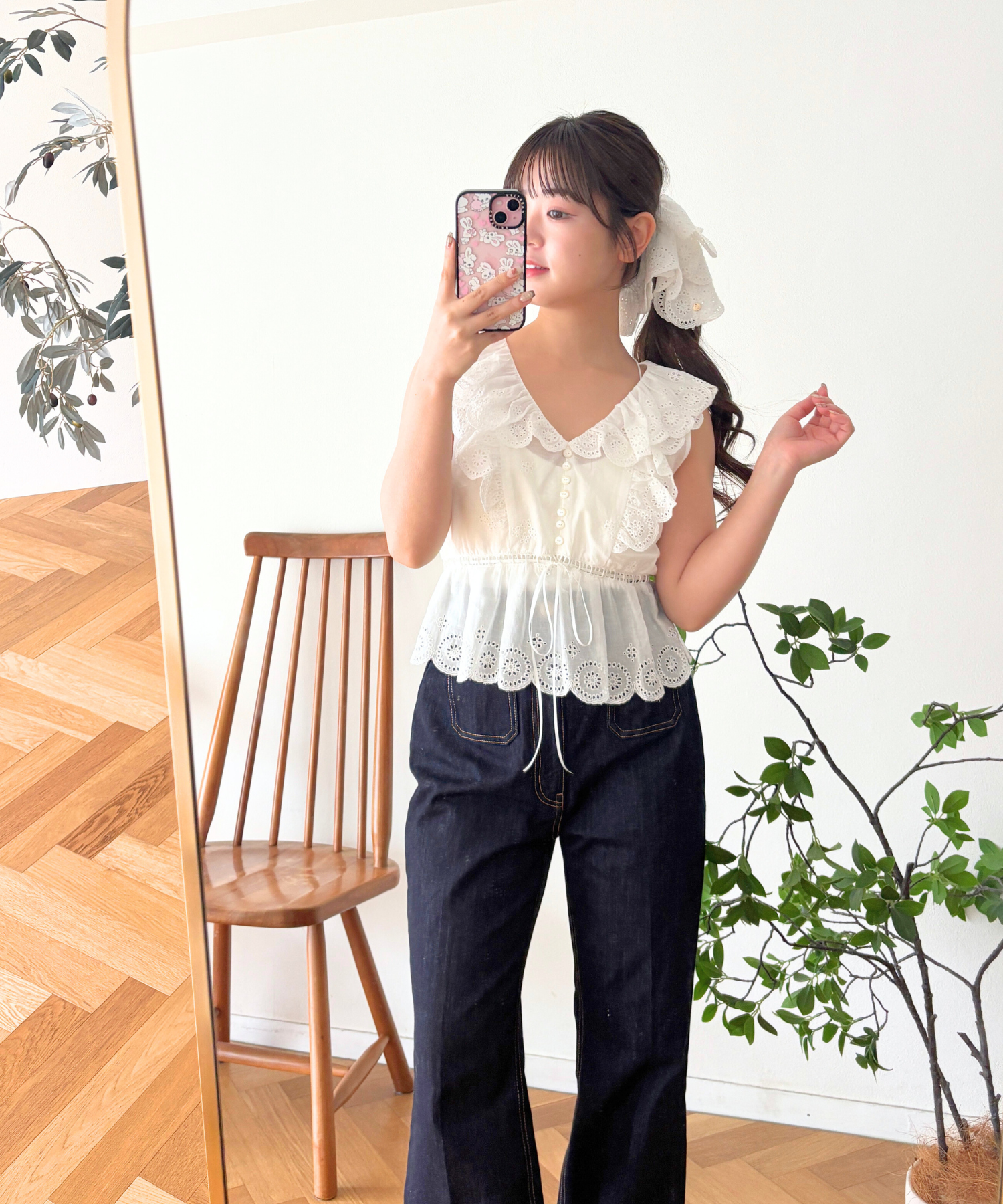 コットンボイルフラワーブラウス