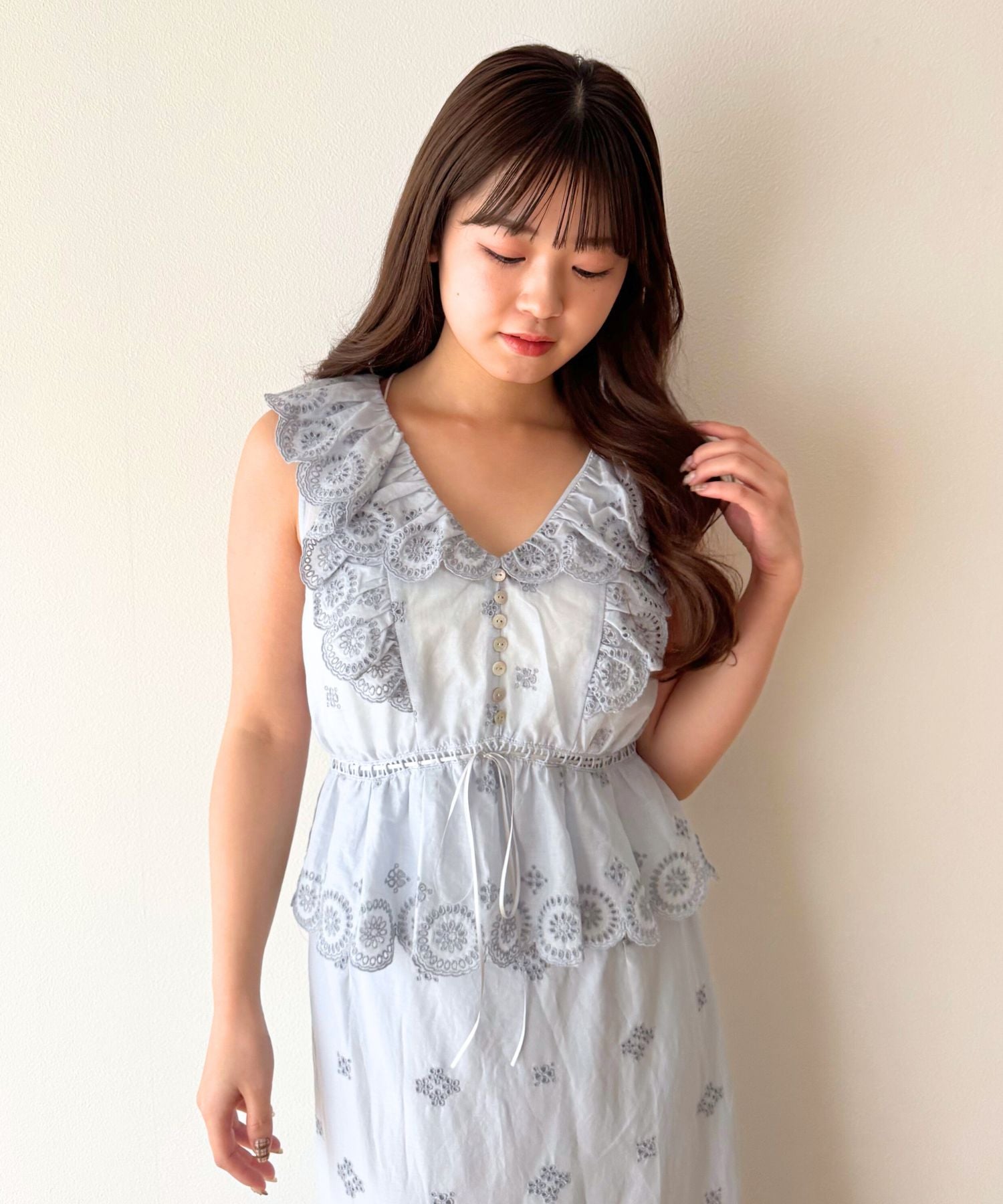 コットンボイルフラワーブラウス