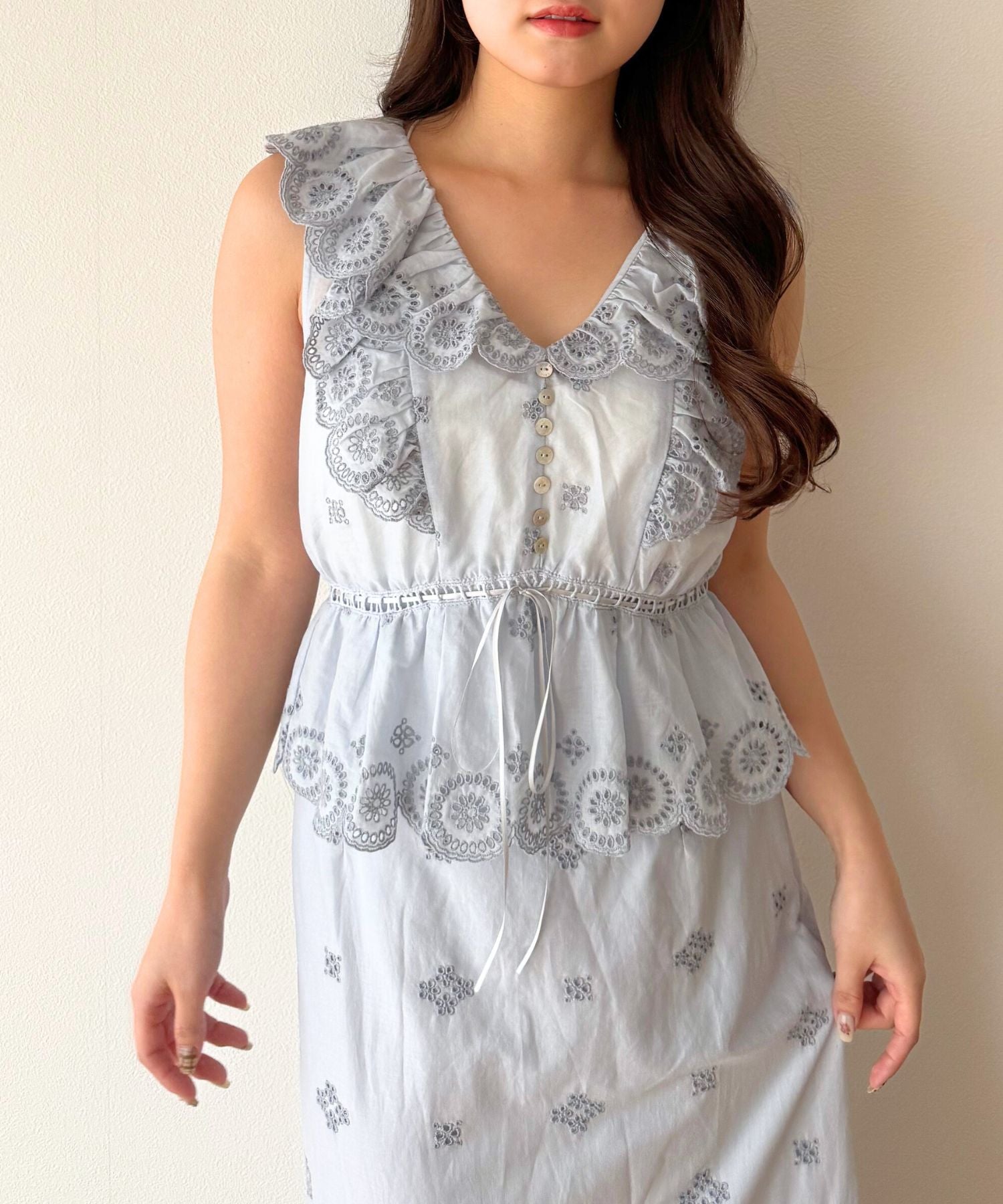 コットンボイルフラワーブラウス