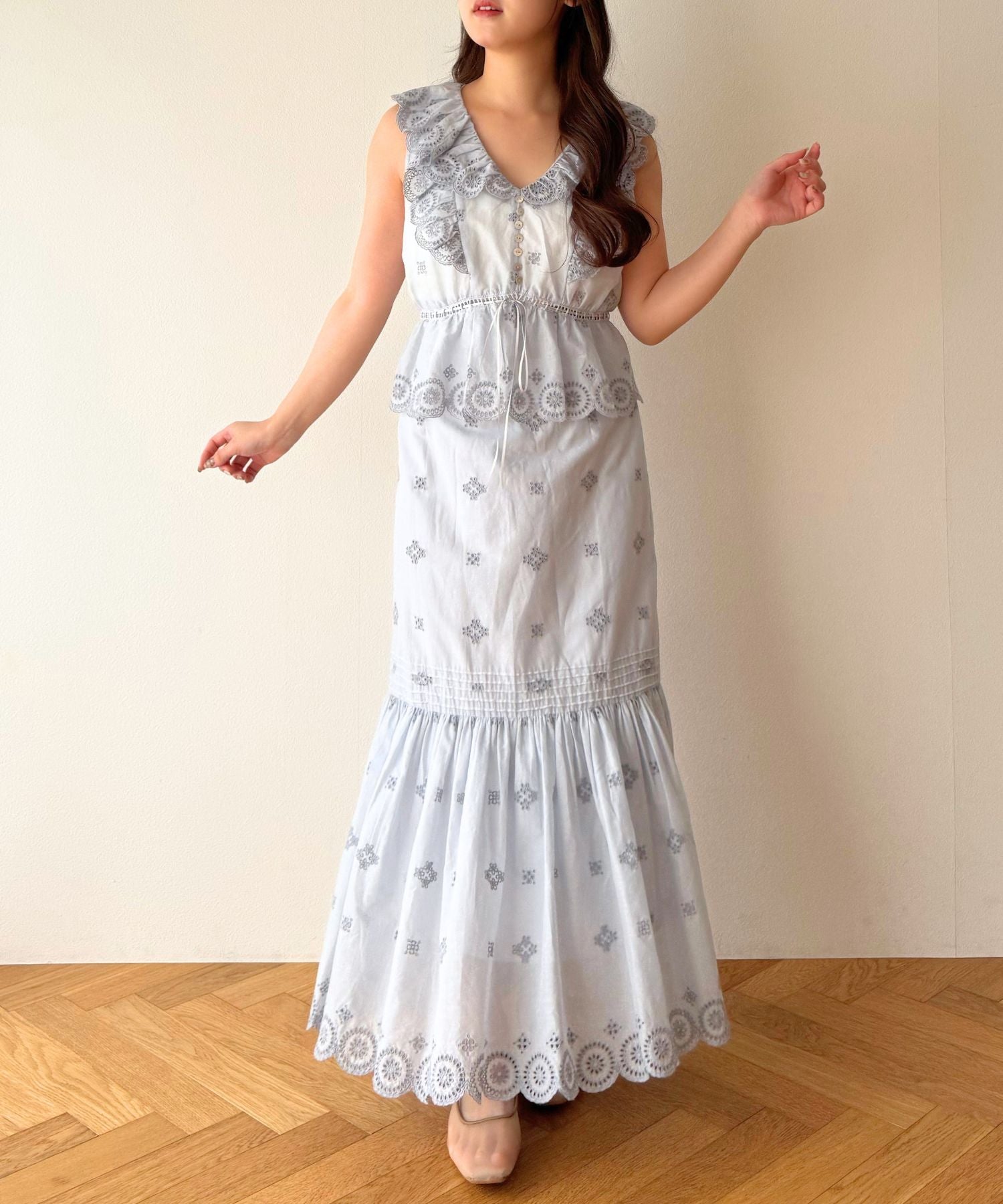 コットンボイルフラワーブラウス