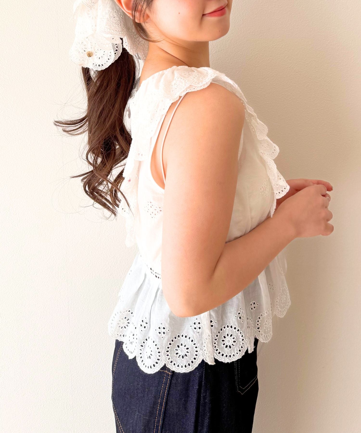 コットンボイルフラワーブラウス