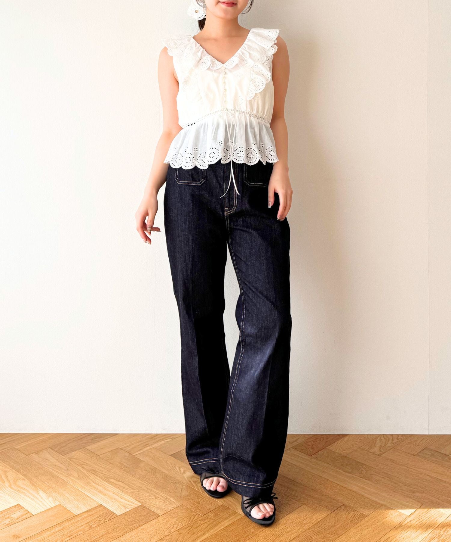 コットンボイルフラワーブラウス