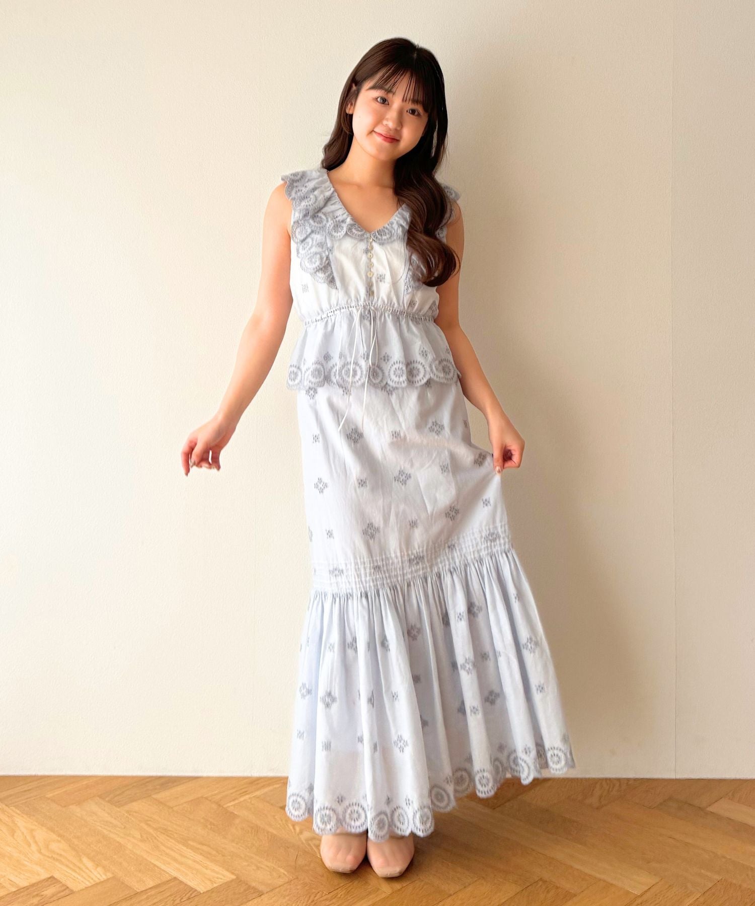 コットンボイルフラワースカート