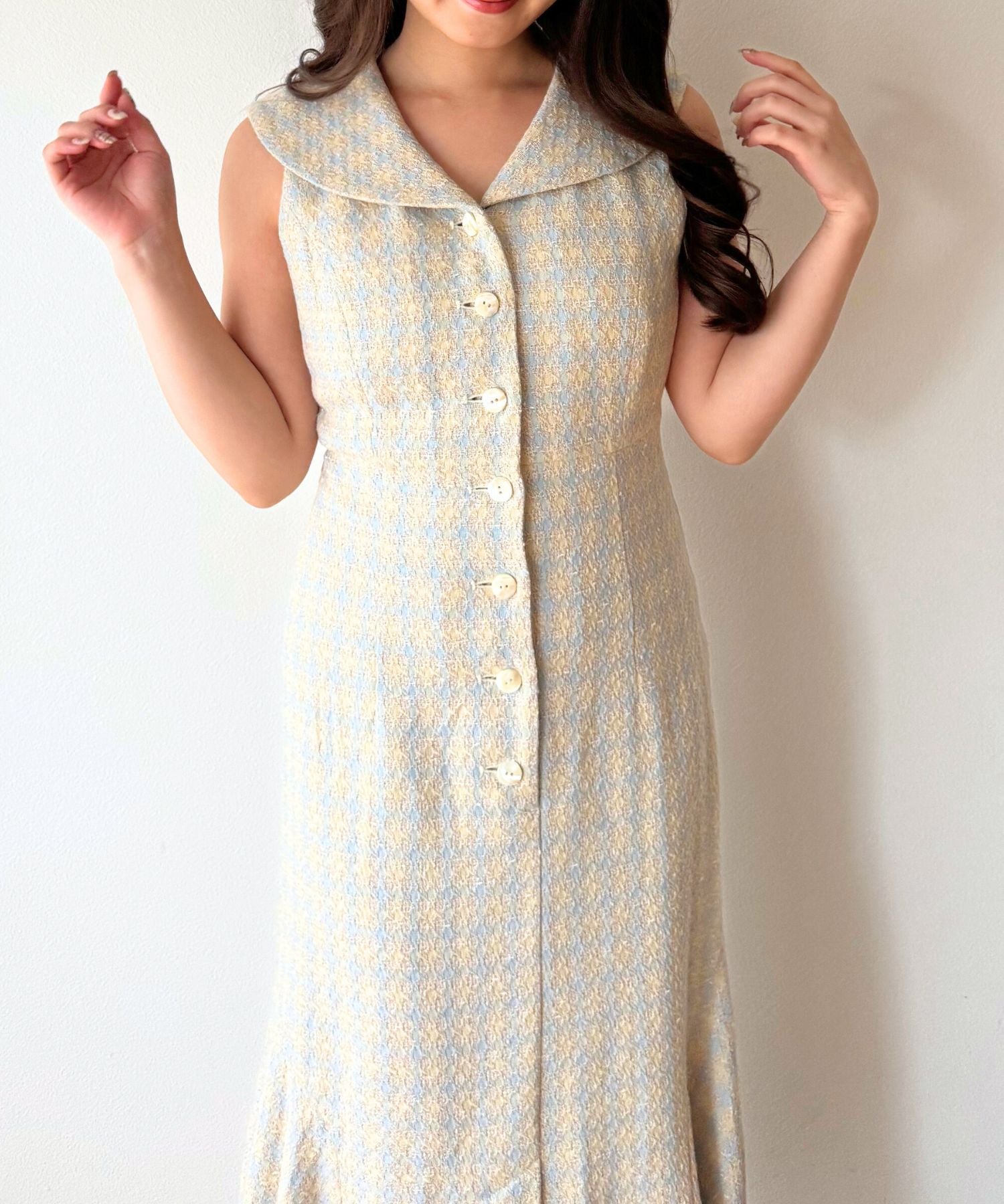 ドビーチェックセーラーカラーワンピース