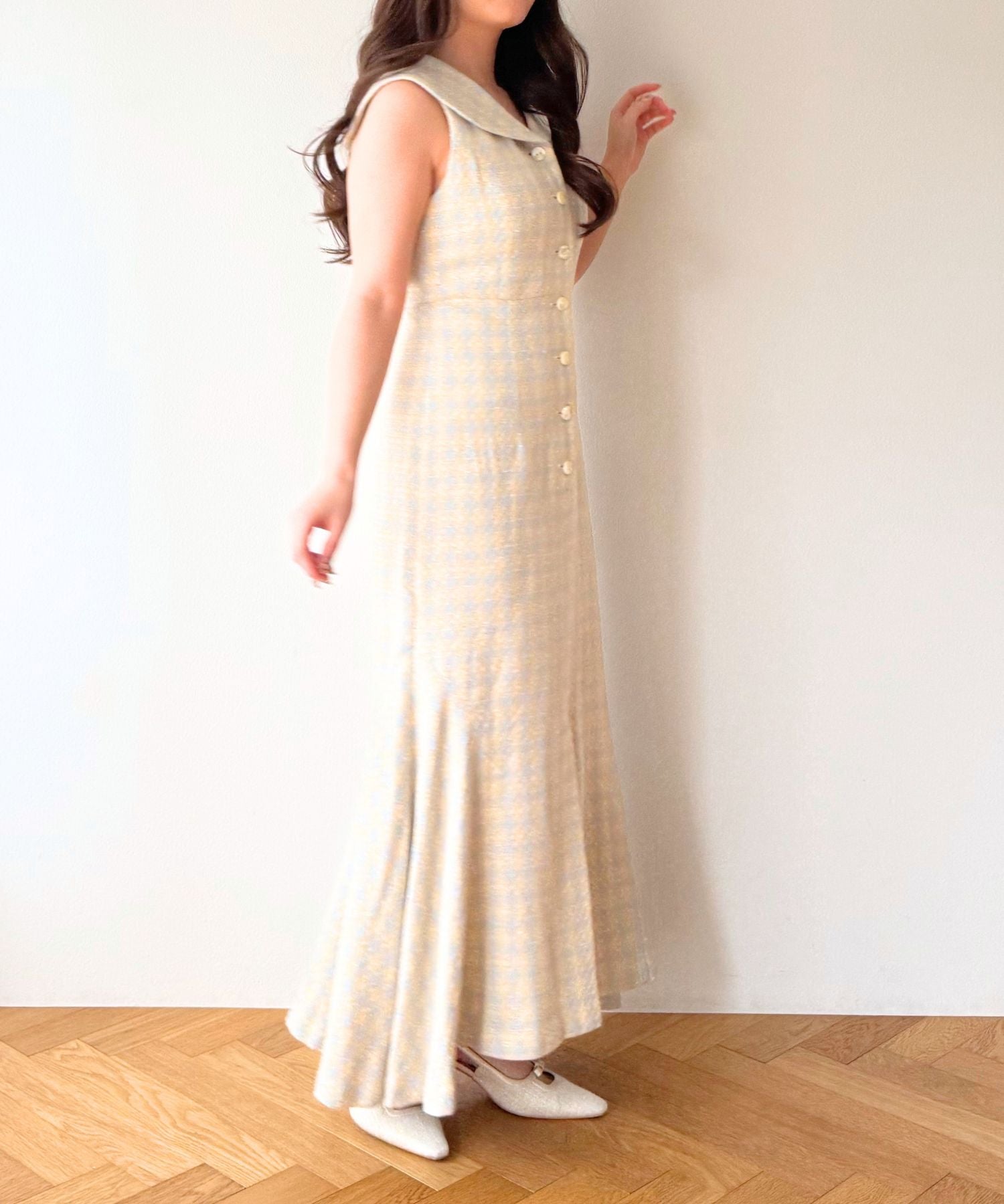 ドビーチェックセーラーカラーワンピース