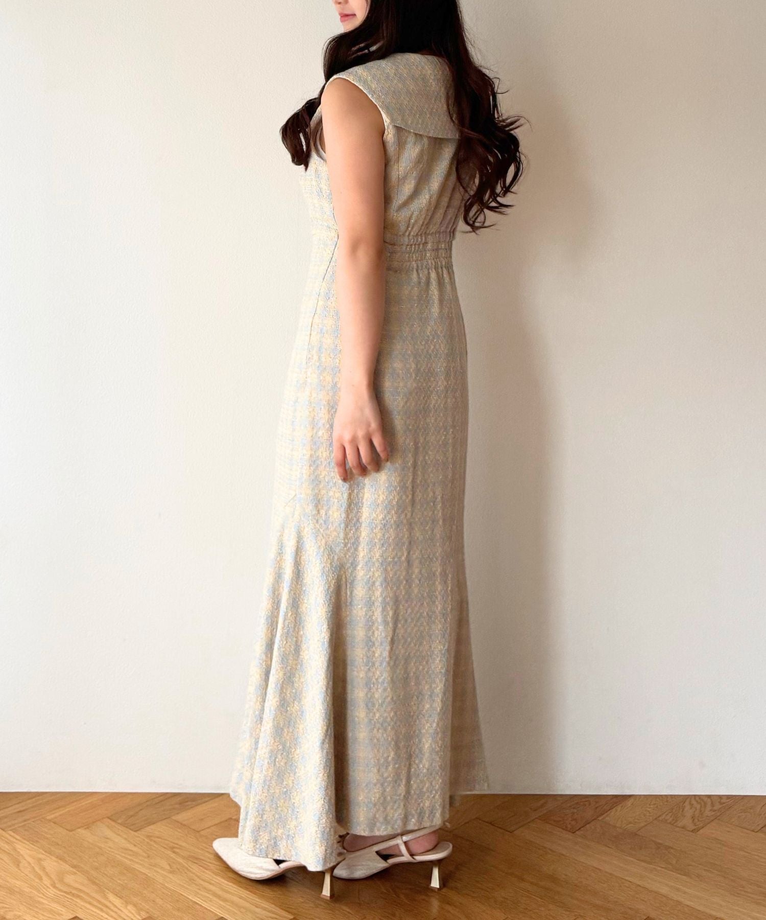 ドビーチェックセーラーカラーワンピース