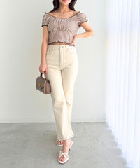 デニムハイウエストストレッチパンツ